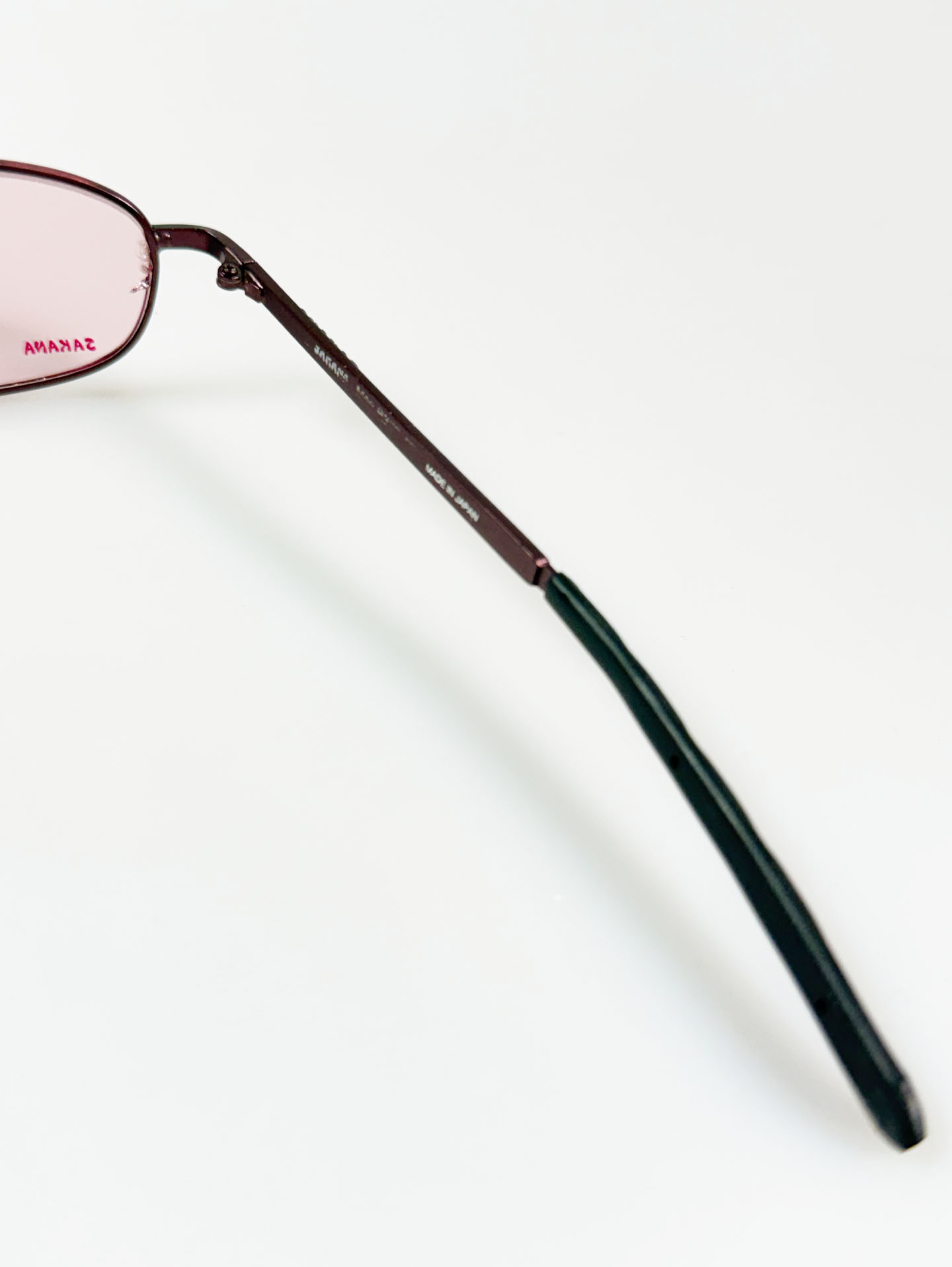 90's SAKANA Dark Pink Metal Slim Oval Frame Sunglasses