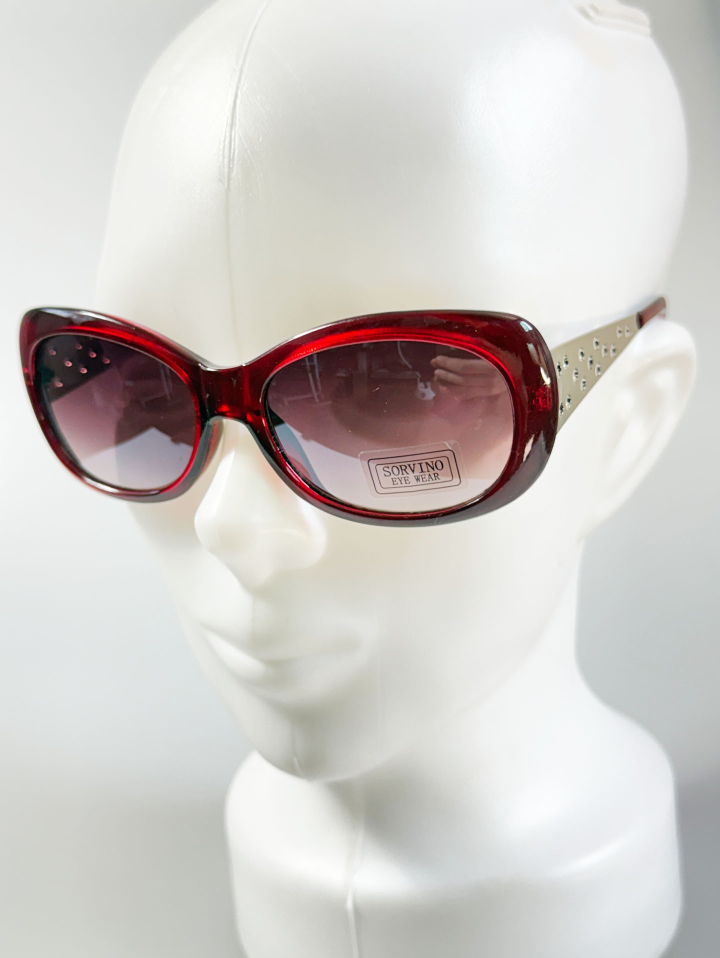 SORVINO Burgundy Oversized Oval Tint Sunglasses