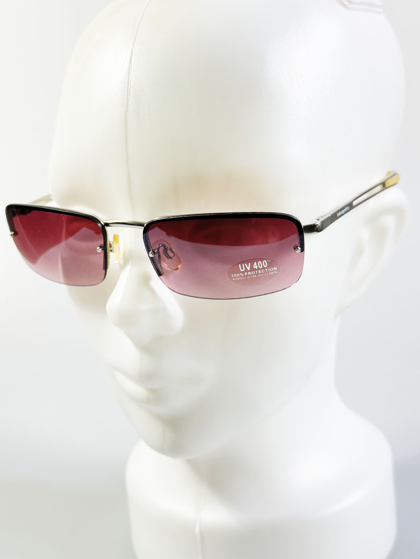 INKOGNITO Rimless Square Metal Pink Tint Sunglasses