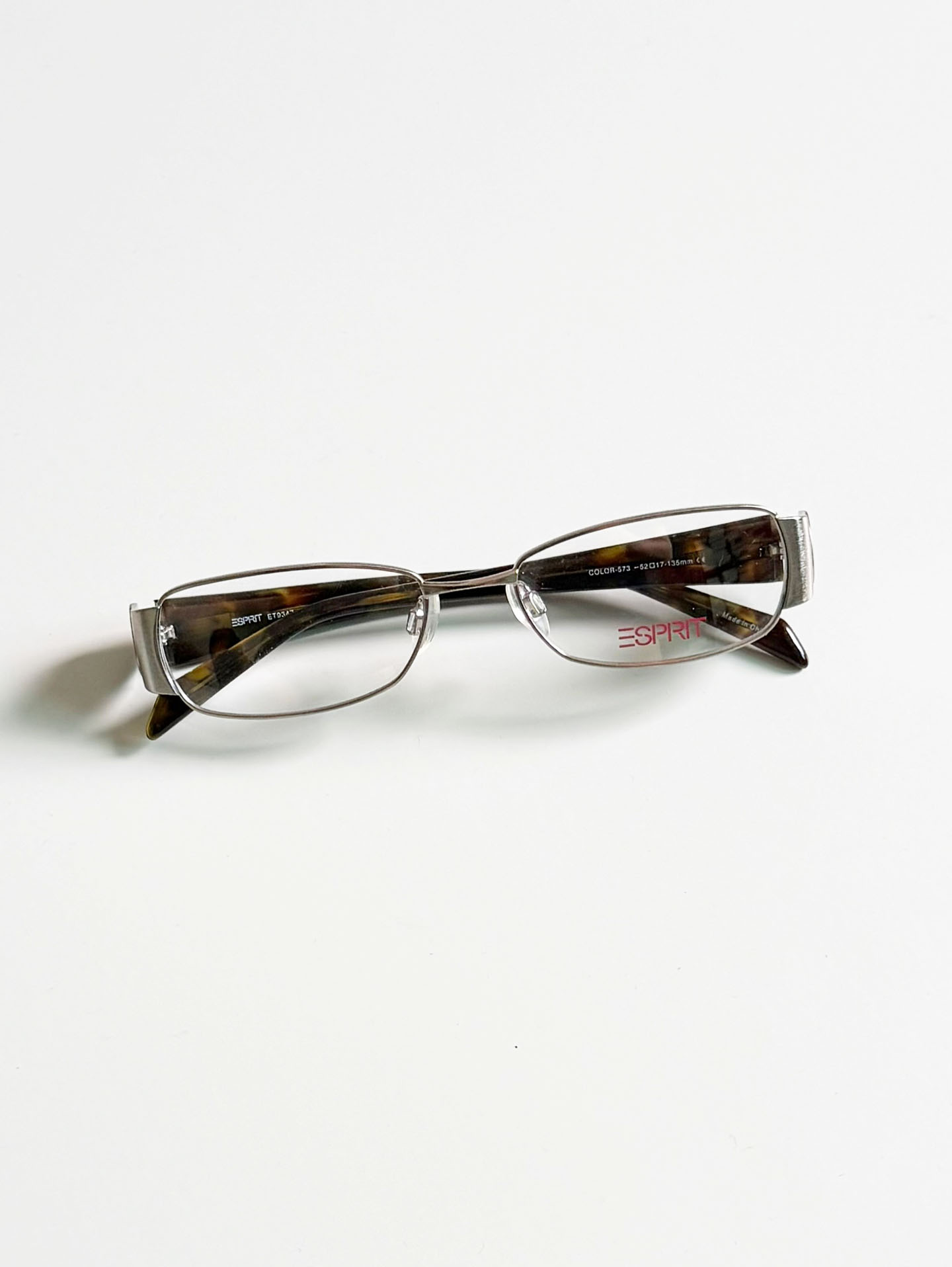 ESPRIT Silver Slim Square Metal Frame Glasses