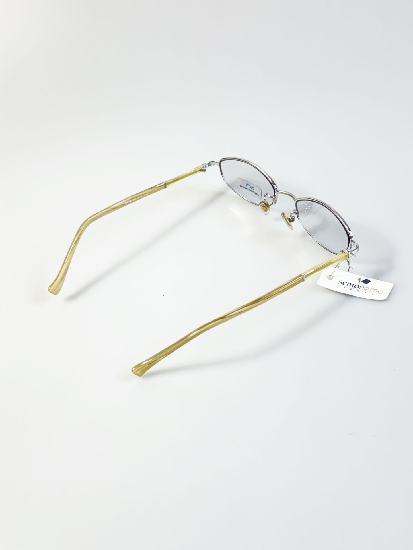 SEMONEMO Silver Oval Half-Rim Metal Frame Glasses