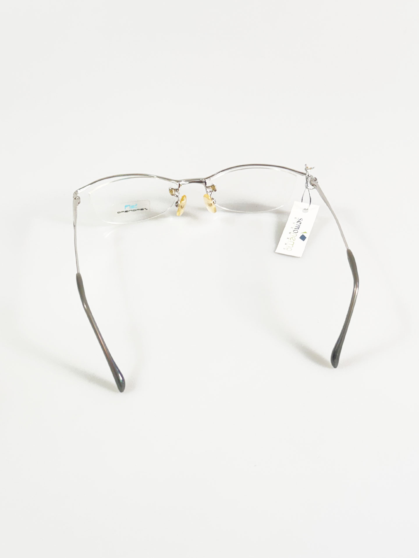 SEMONEMO Silver Oval Half-Rim Metal Frame Glasses