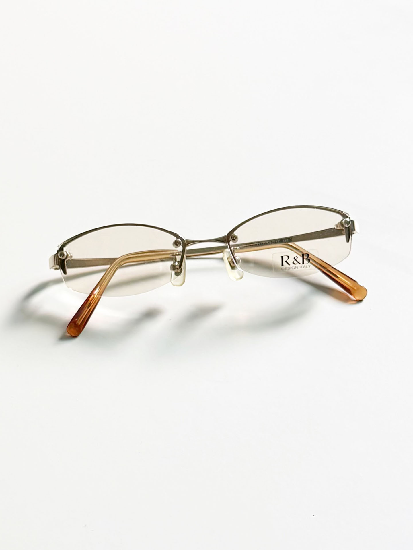 R&B Eyewear Rimless Square Gold Metal Glasses