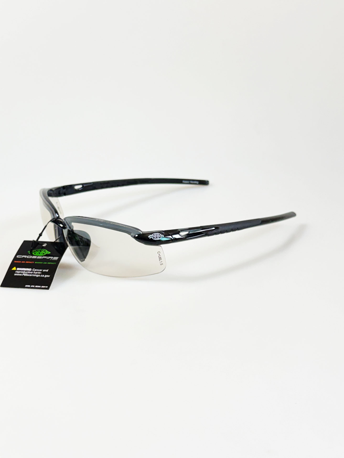 CROSS FIRE Black Semi-Rimless Sport Wrap Sunglasses