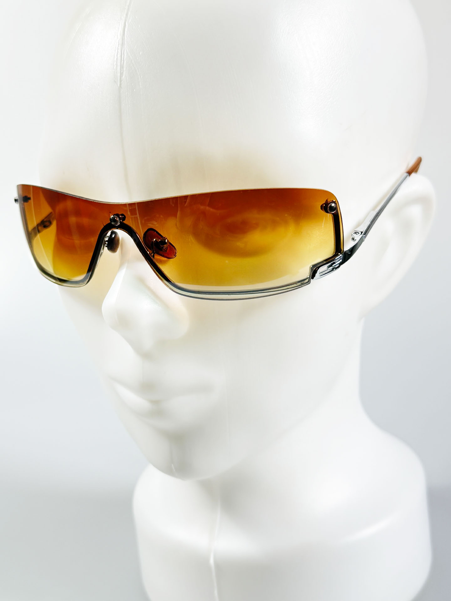 Rimless Shield Square Metal Tint Sunglasses