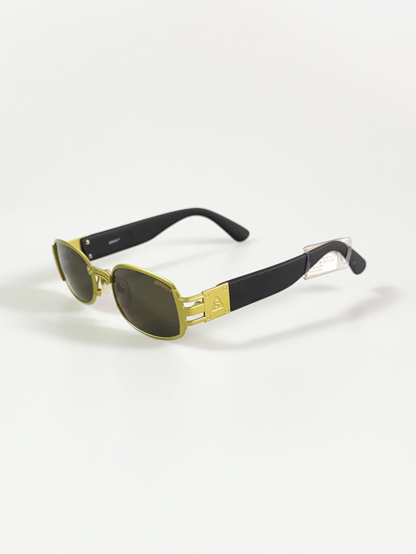 90's SERENO Square Green-Gold Metal Sunglasses