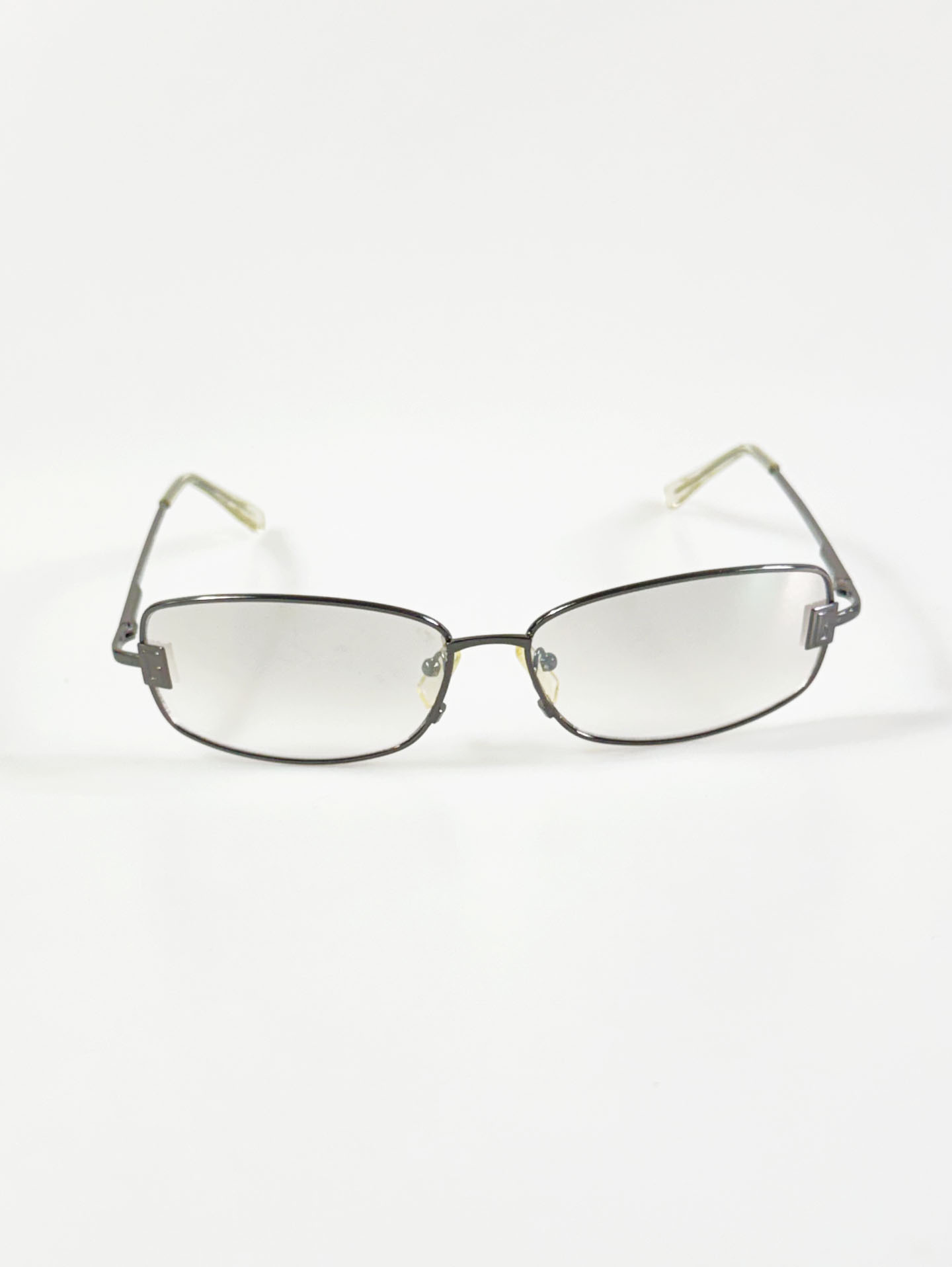 Gunmetal Slim Square Metal Smoke Gradient Tint Sunglasses