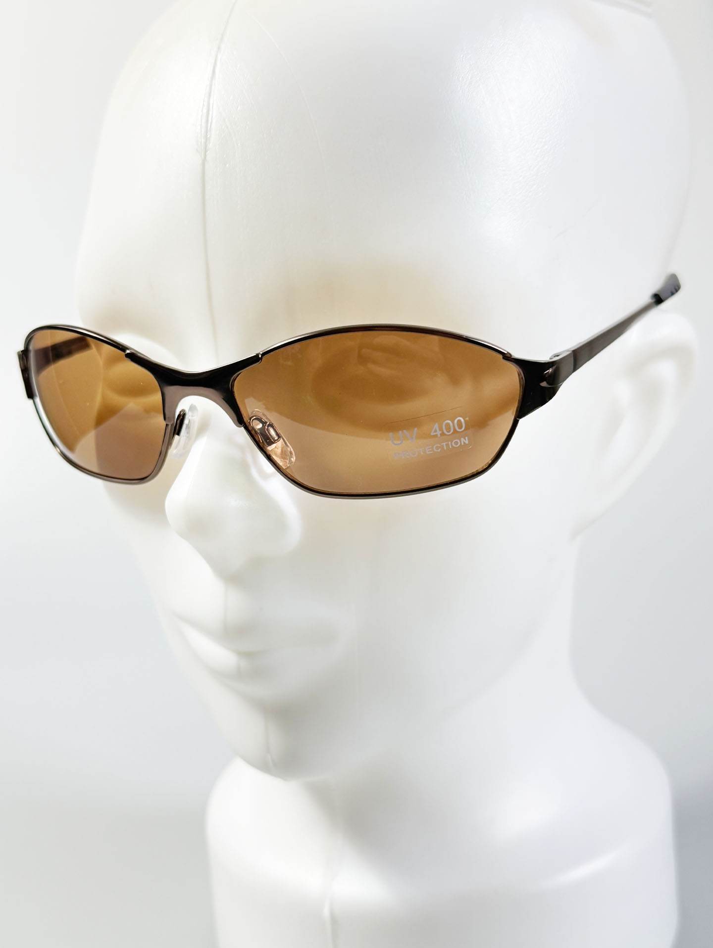 Bronze Wraparound Square Metal Tint Sunglasses