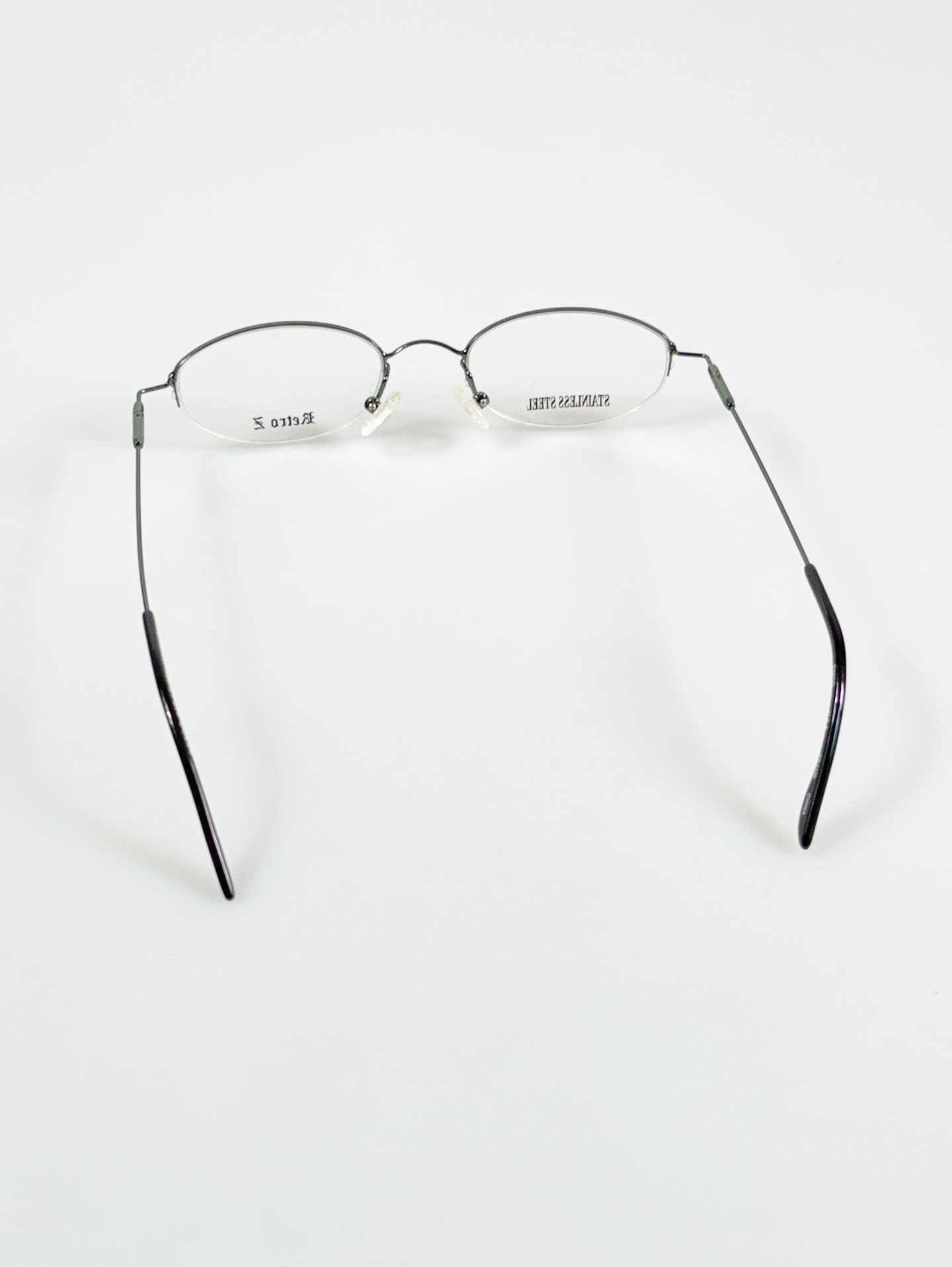 RETRO Z Green Slim Oval Half-Rim Metal Glasses