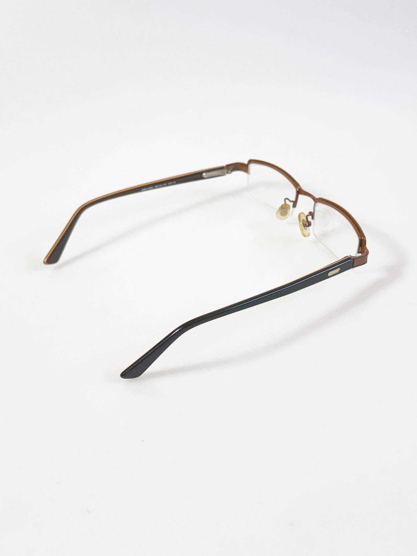 METRO Brown Square Semi-Rimless Metal Glasses