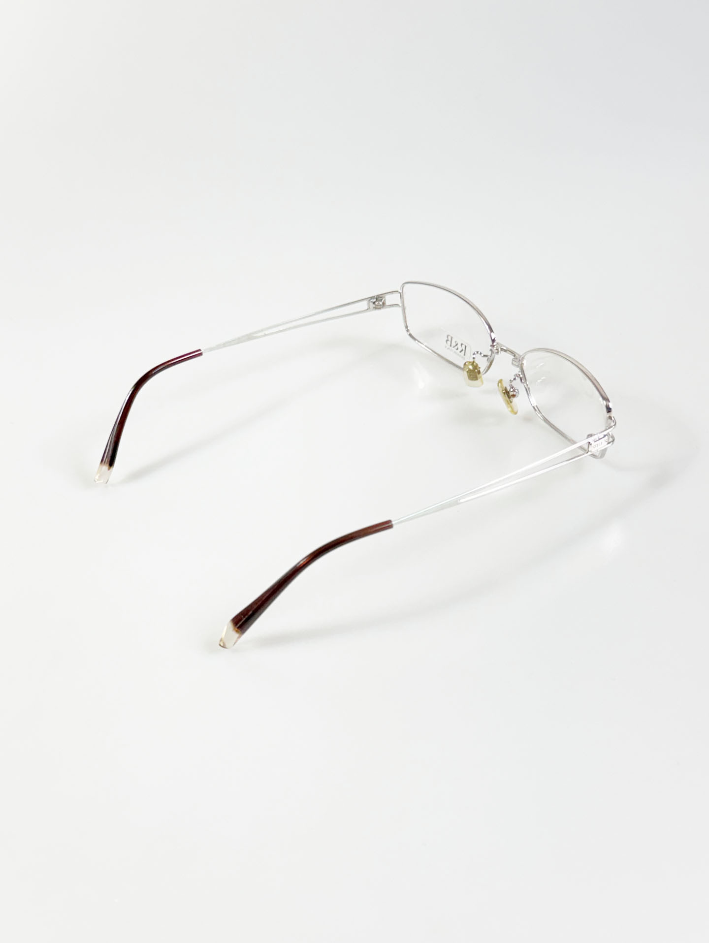 R&B Eyewear Silver Slim Square Metal Glasses