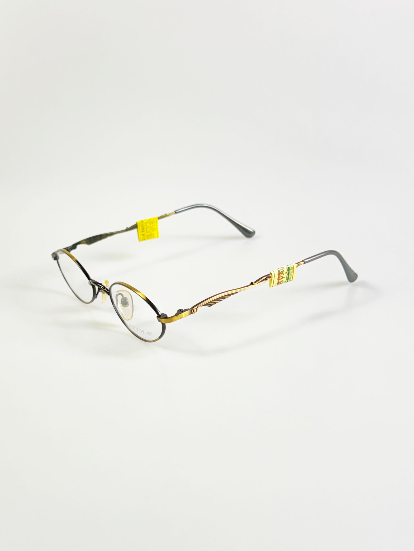 90’s PATIMA Slim Oval Gold-Black Metal Frame Glasses