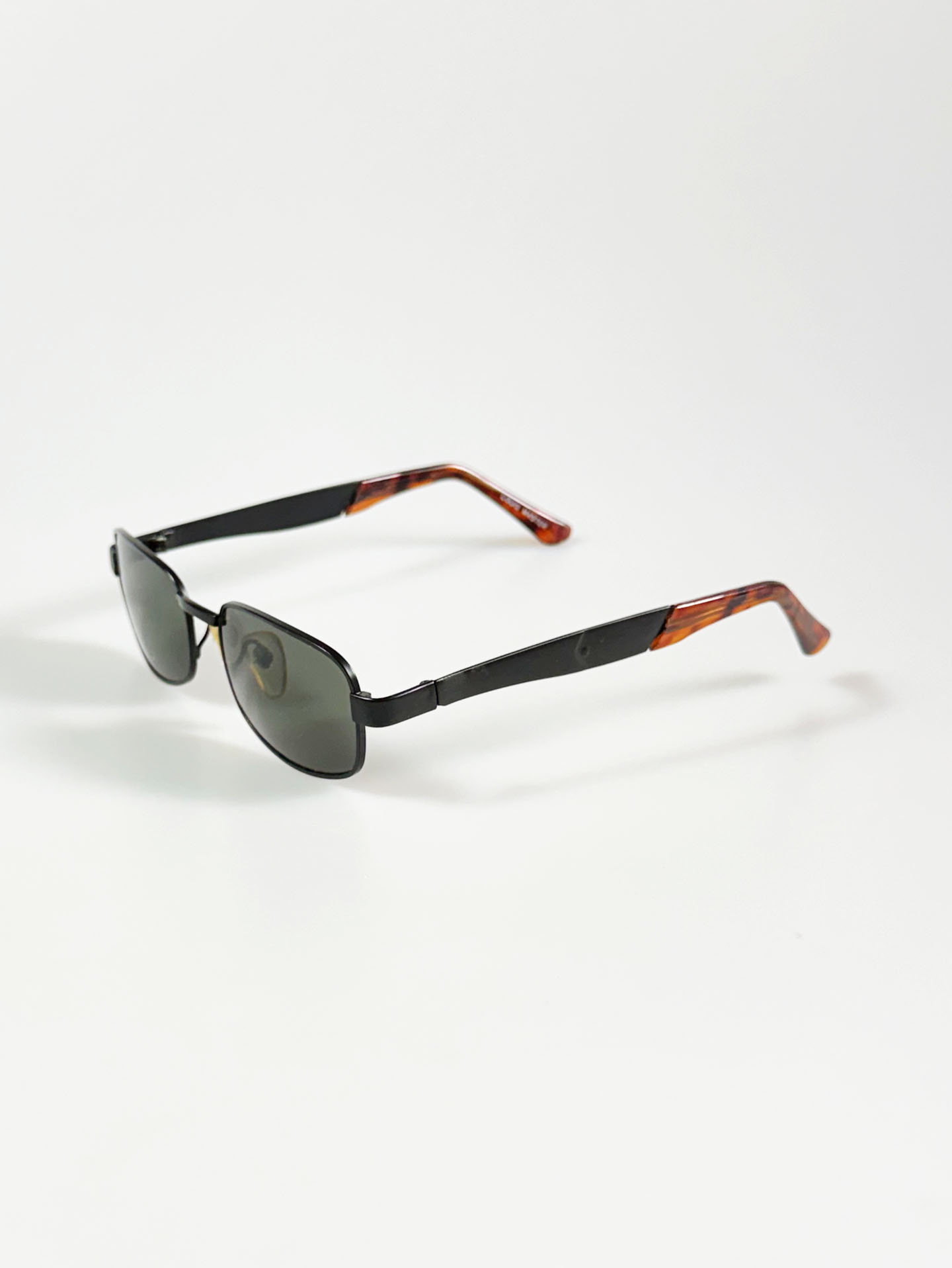 90's LOUIS MASTER Black Slim Square Metal Frame Sunglasses