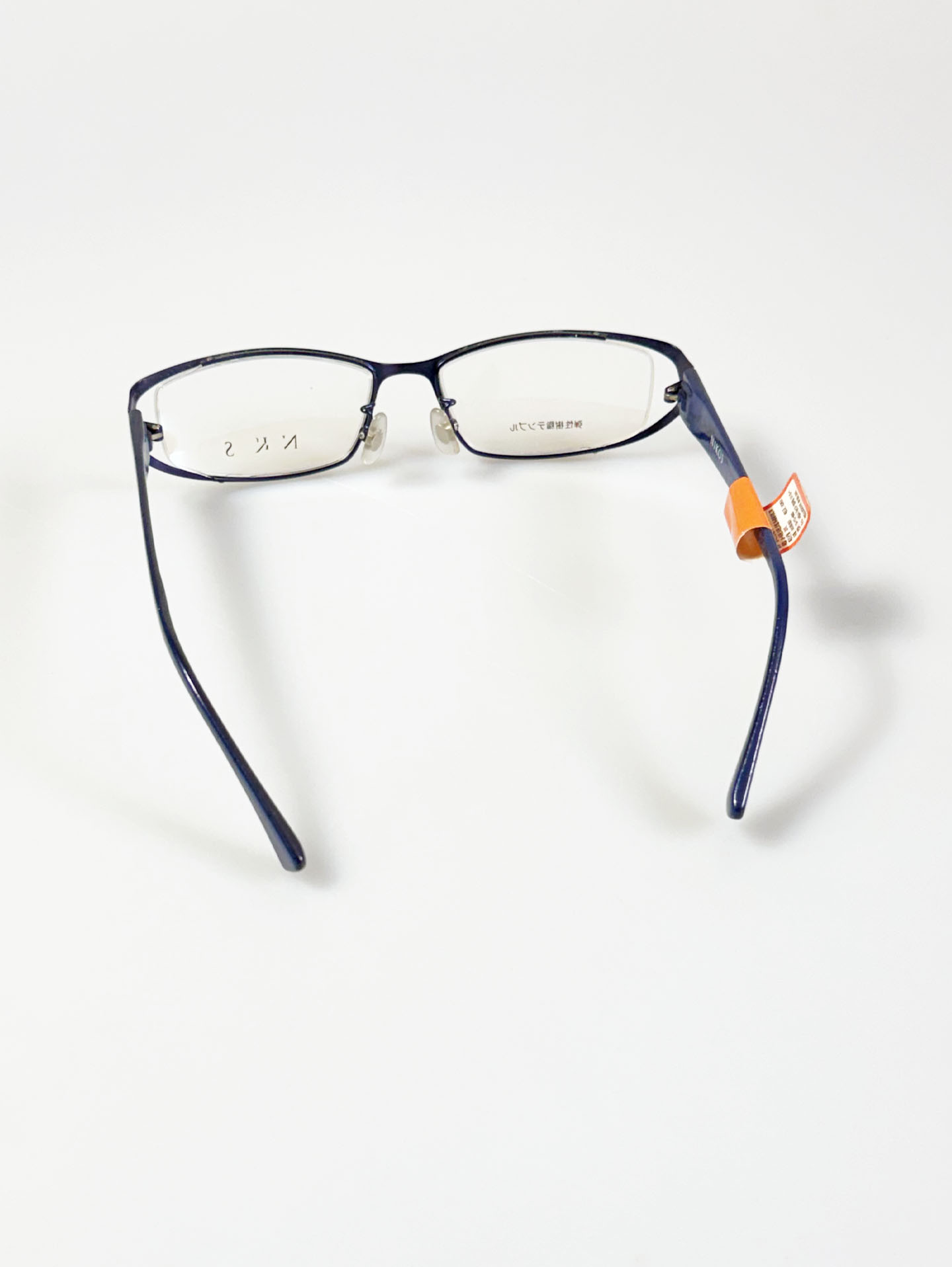 NIKOS Matte Silver& Navy Blue Slim Square Combination Frame Glasses
