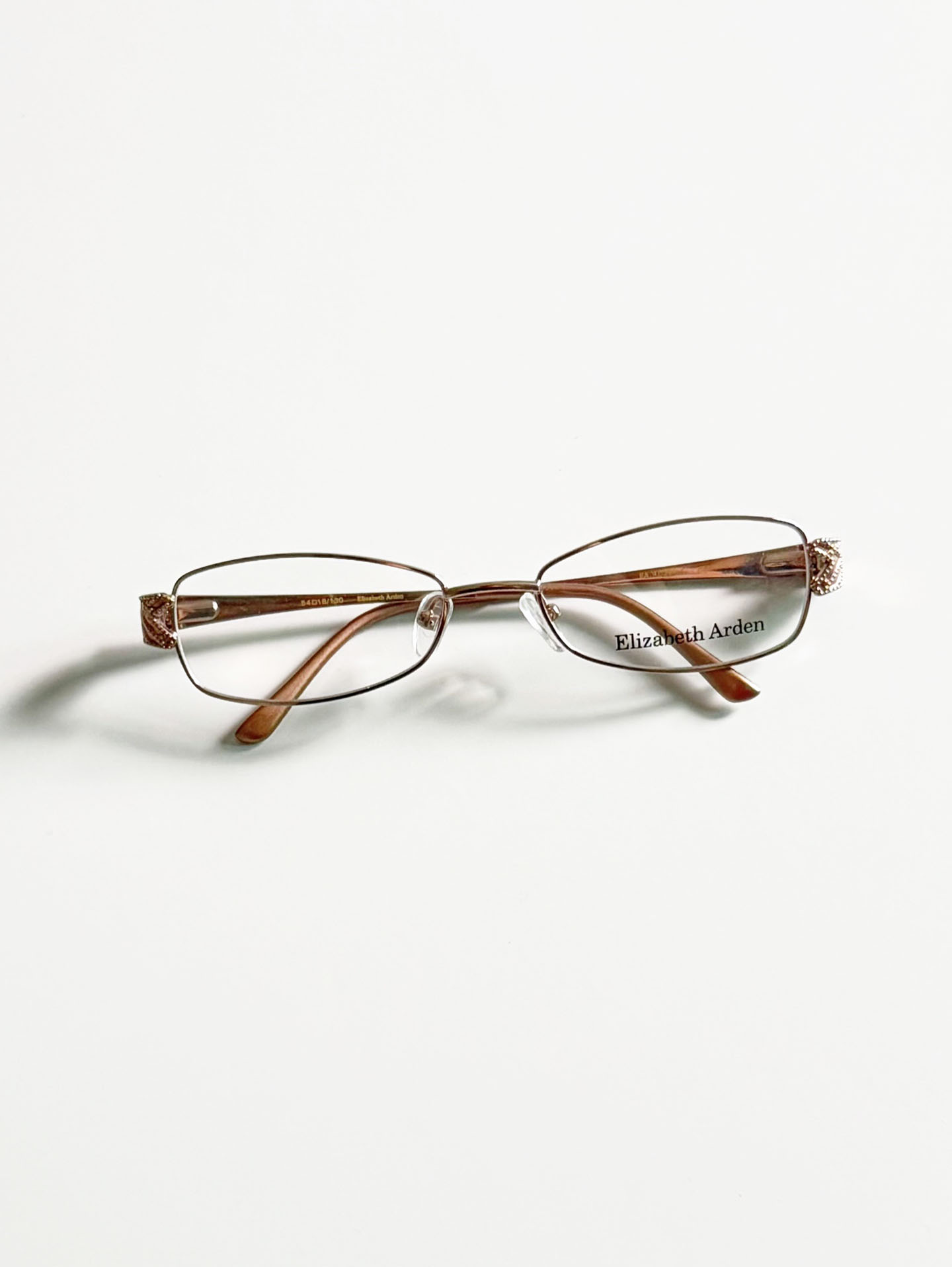 Elizabeth Arden Rose Gold Slim Square Metal Frame Glasses