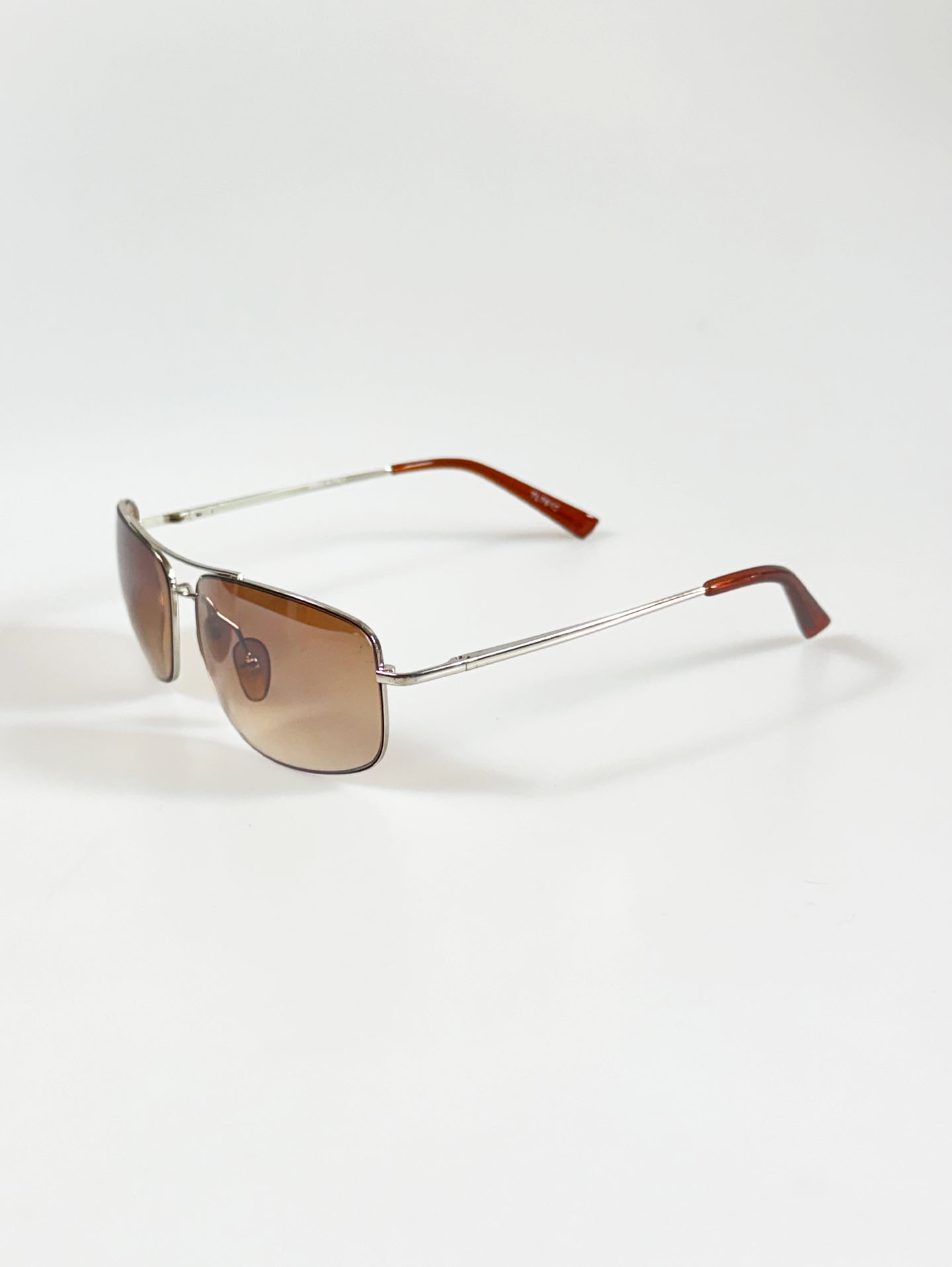 Silver Double Bridge Slim Square Tint Sunglasses