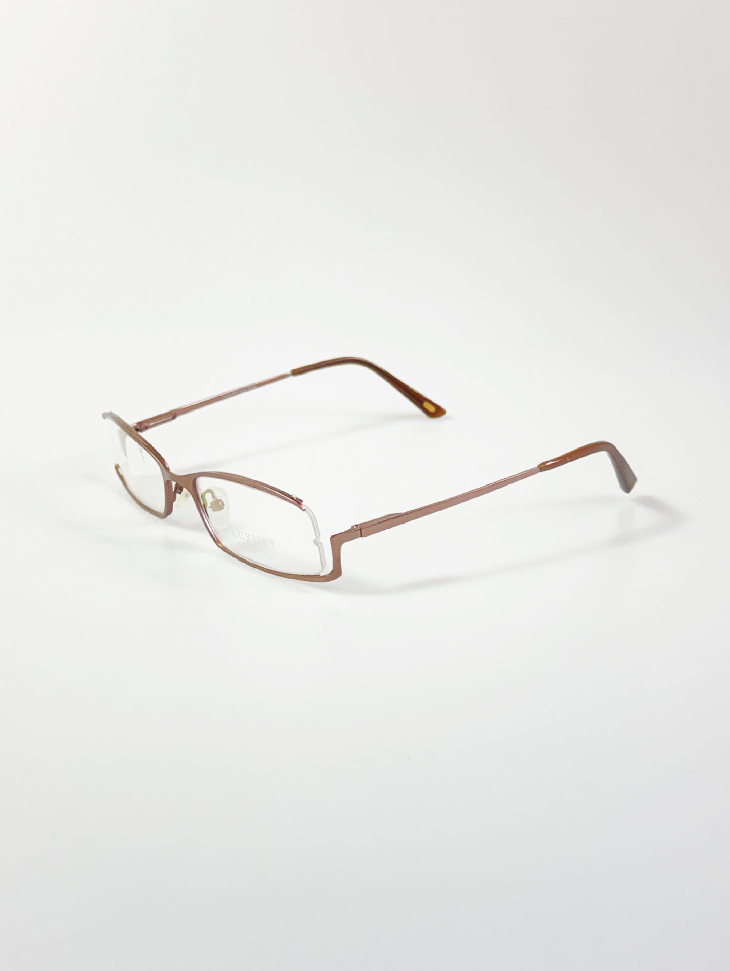 Luxury Occhiali Under-Rim Brown Square Metal Glasses