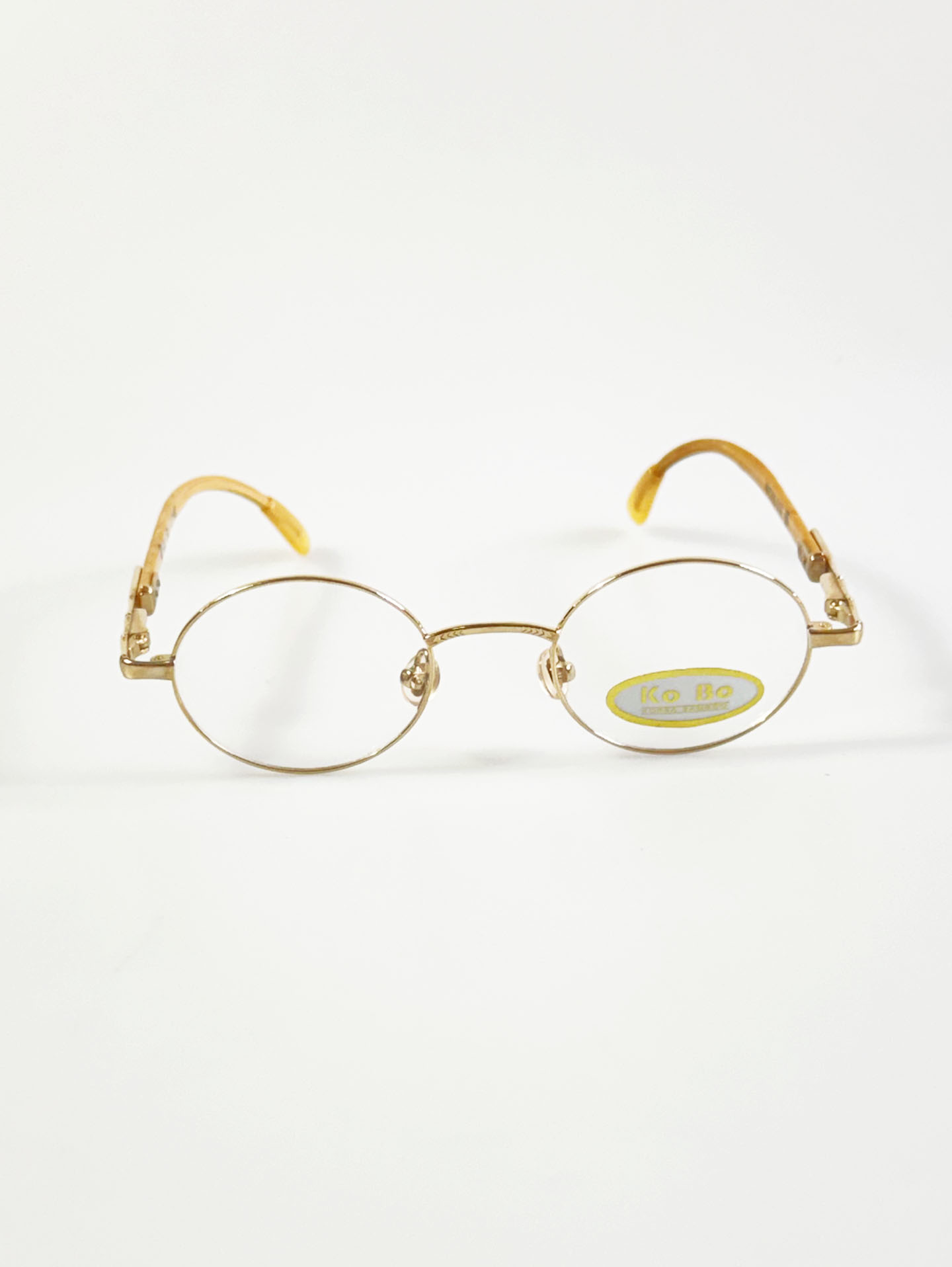 90's KO BO Bamboo Temple Oval Gold Metal Frame Glasses