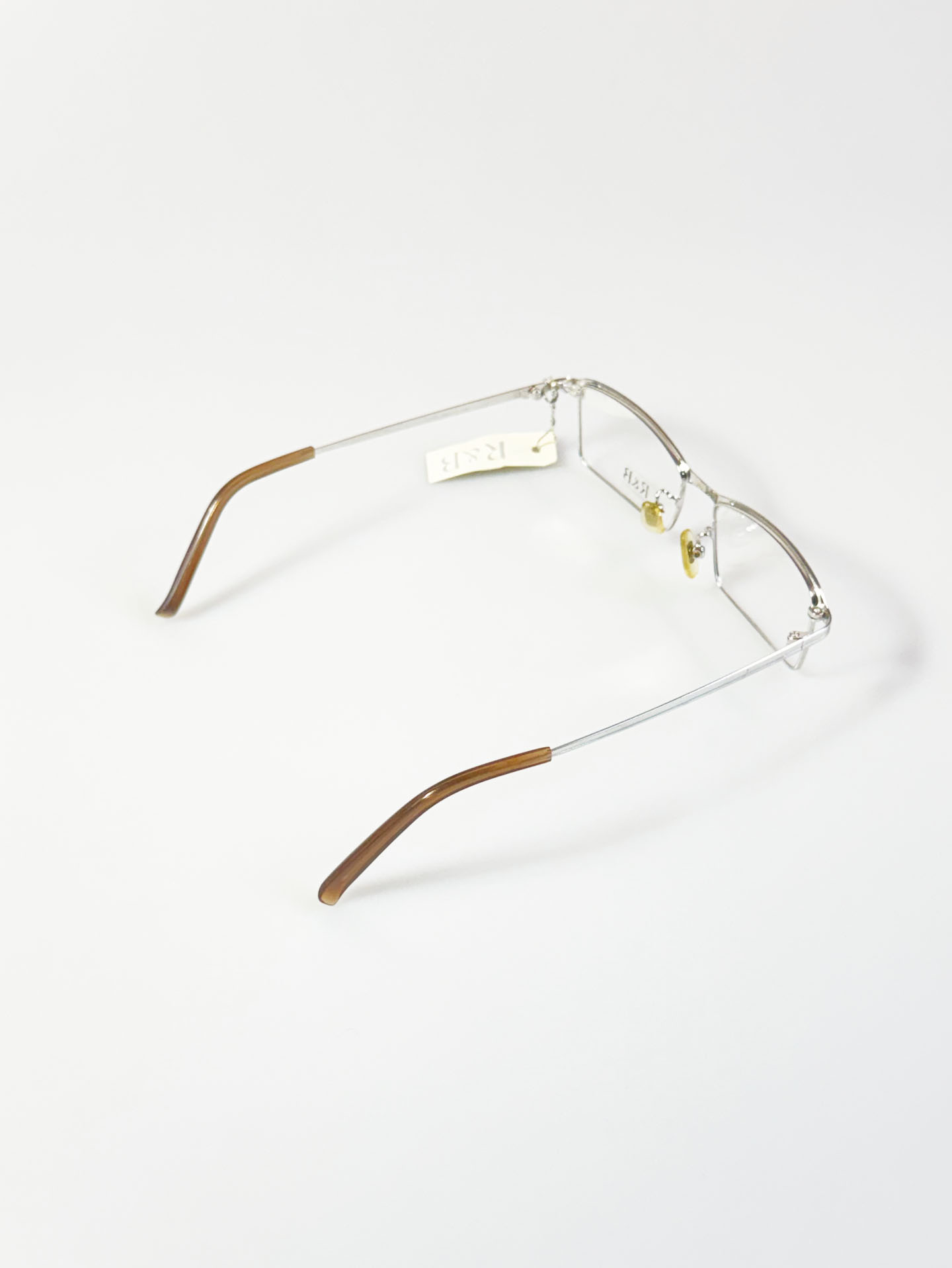 R&B Eyewear Silver Slim Square Semi-Rimless Metal Glasses
