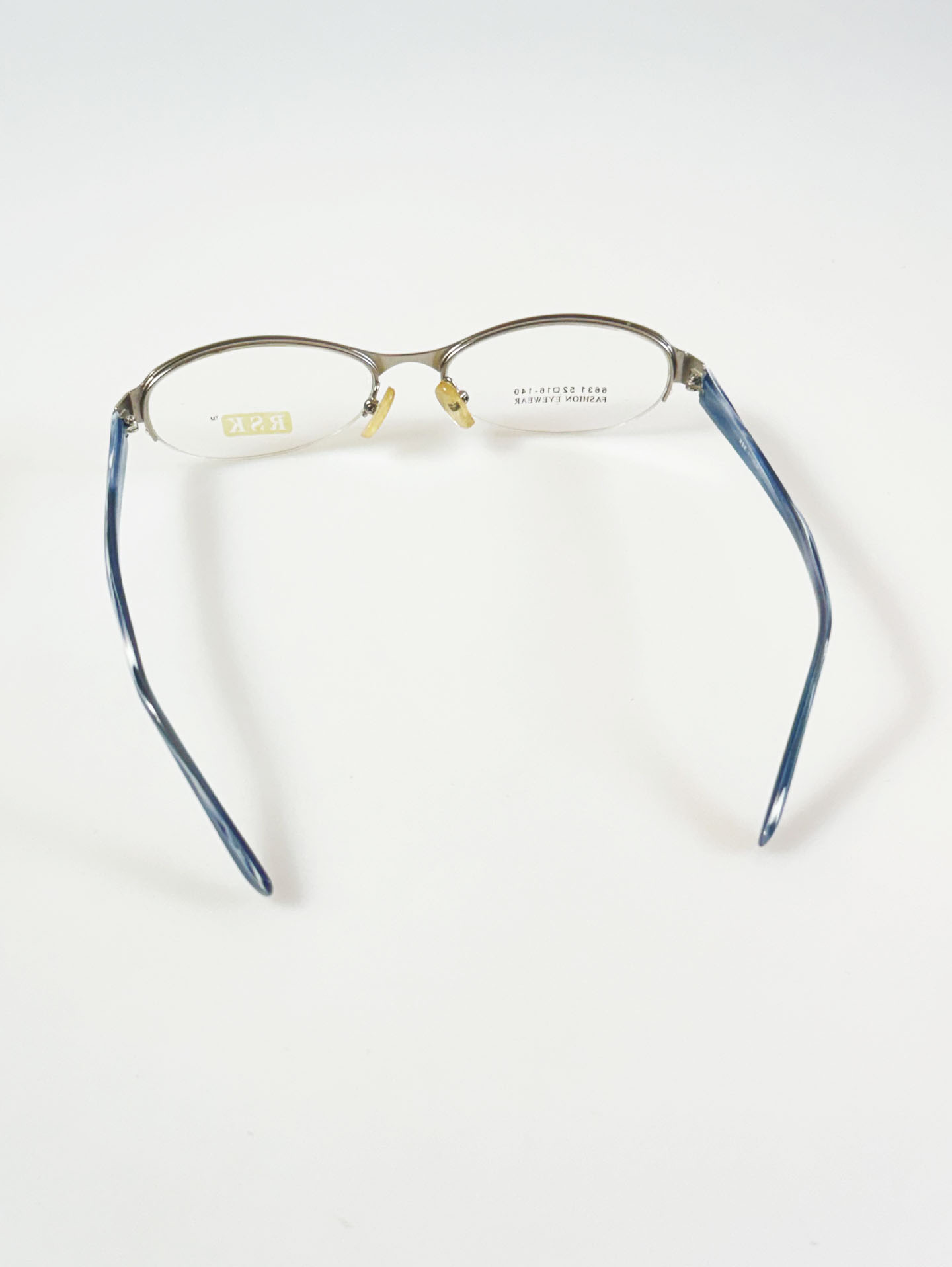 RSK Silver Oval Semi-Rimless Metal Glasses
