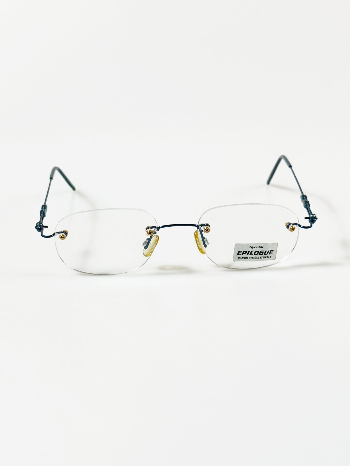 EPILOGUE Blue Rimless Square Metal Glasses