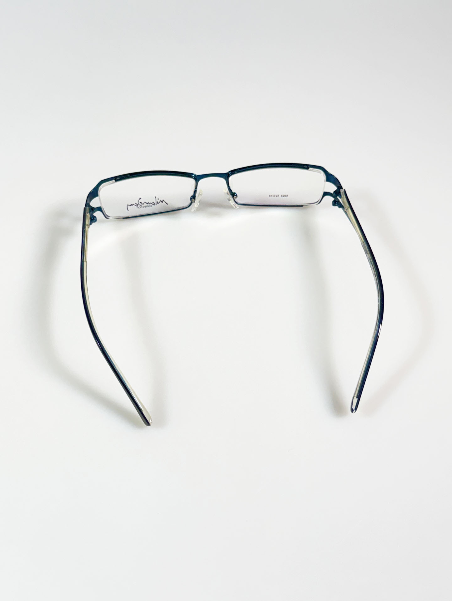 Milanday Collection Blue Slim Square Metal Frame Glasses