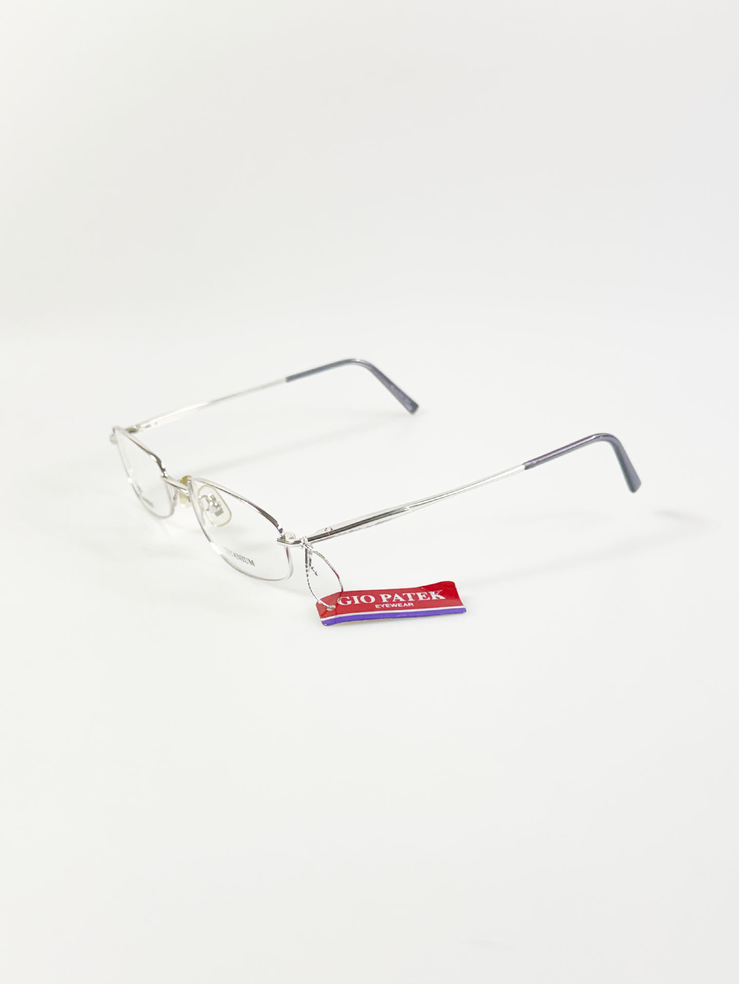 GIO PATEK Silver Titanium Slim Square Metal Frame Glasses