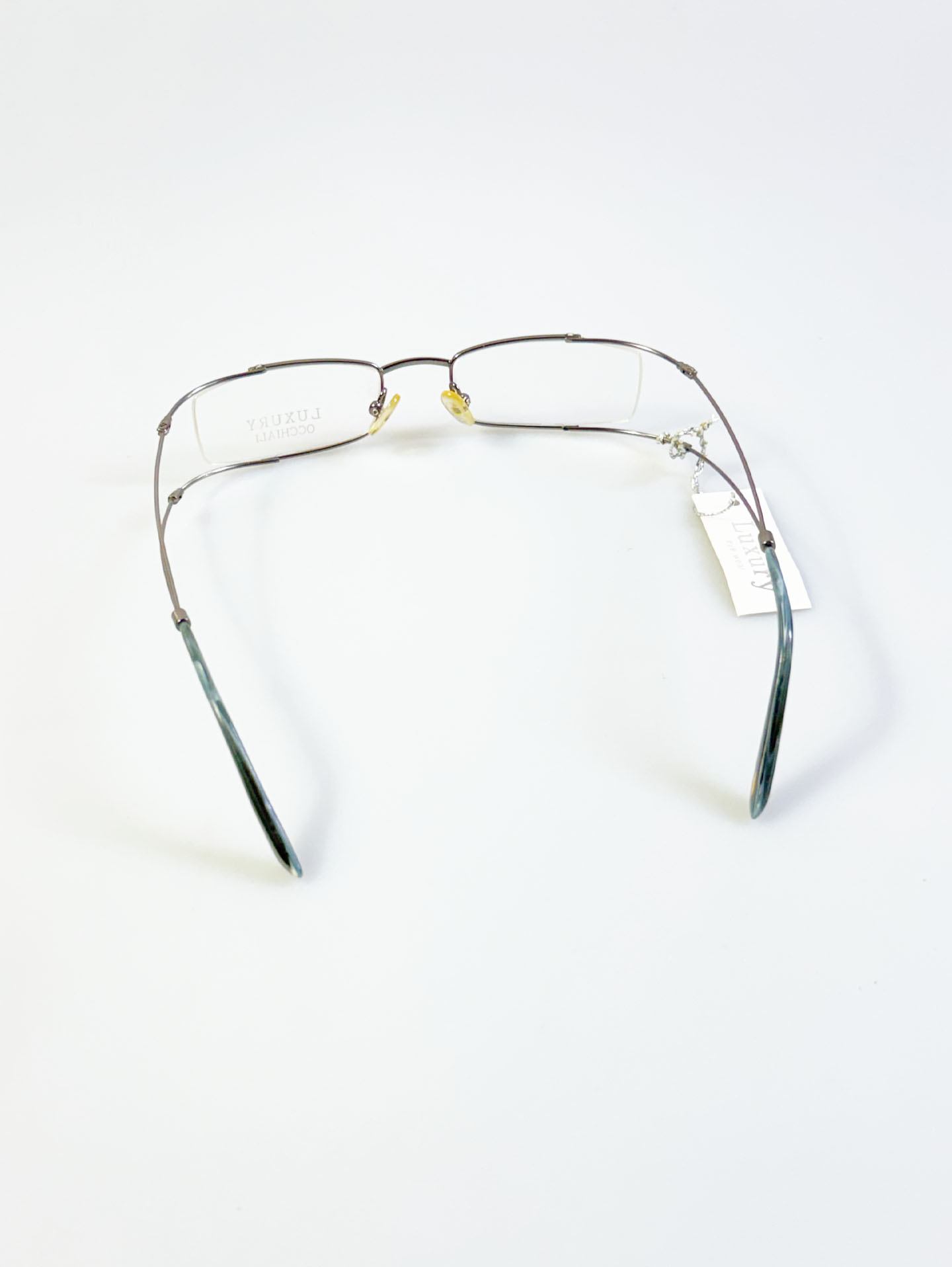 Luxury Occhiali Silver Slim Square Metal Frame Glasses