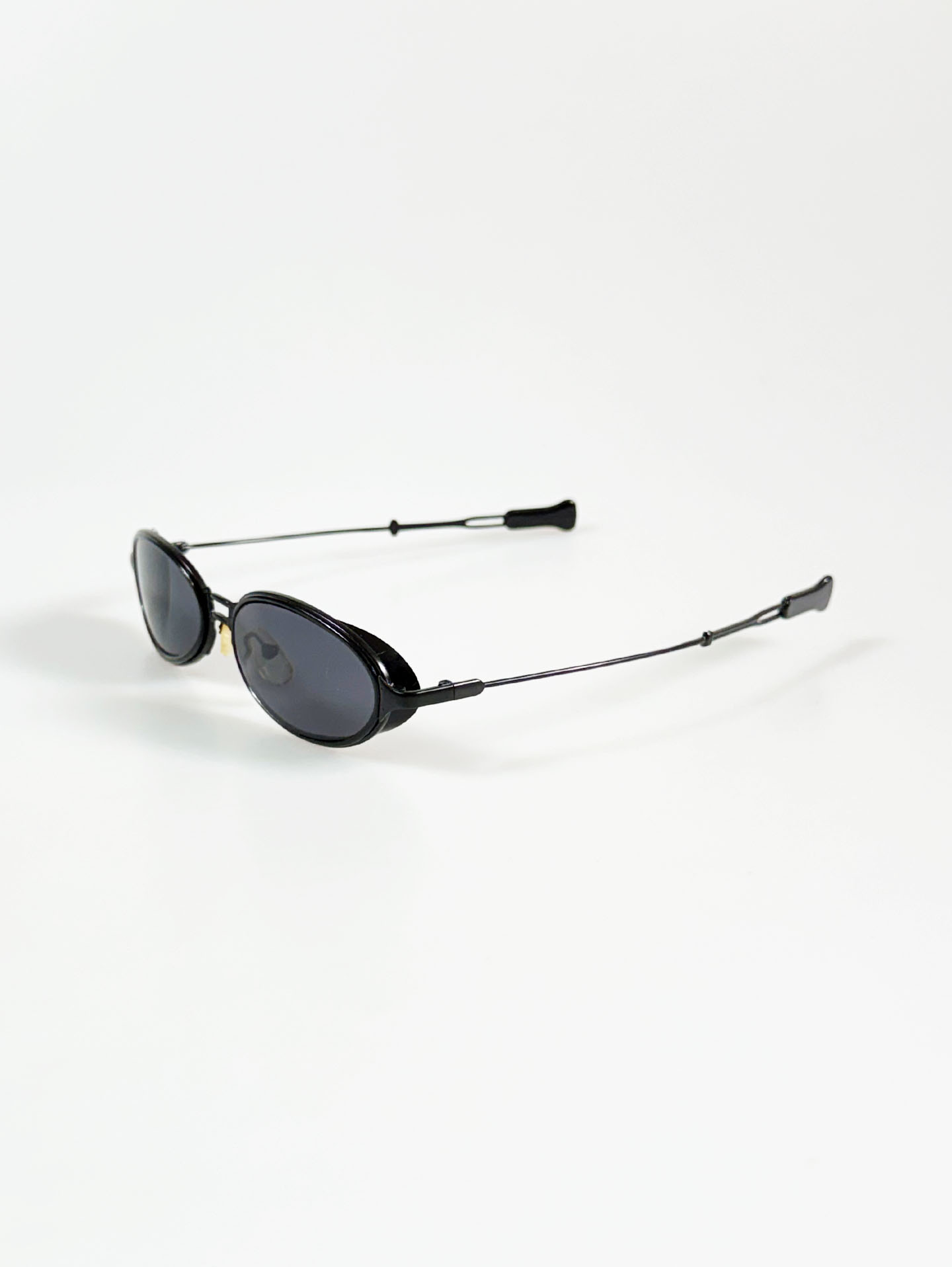 90's Black Layered Oval Metal Frame Sunglasses