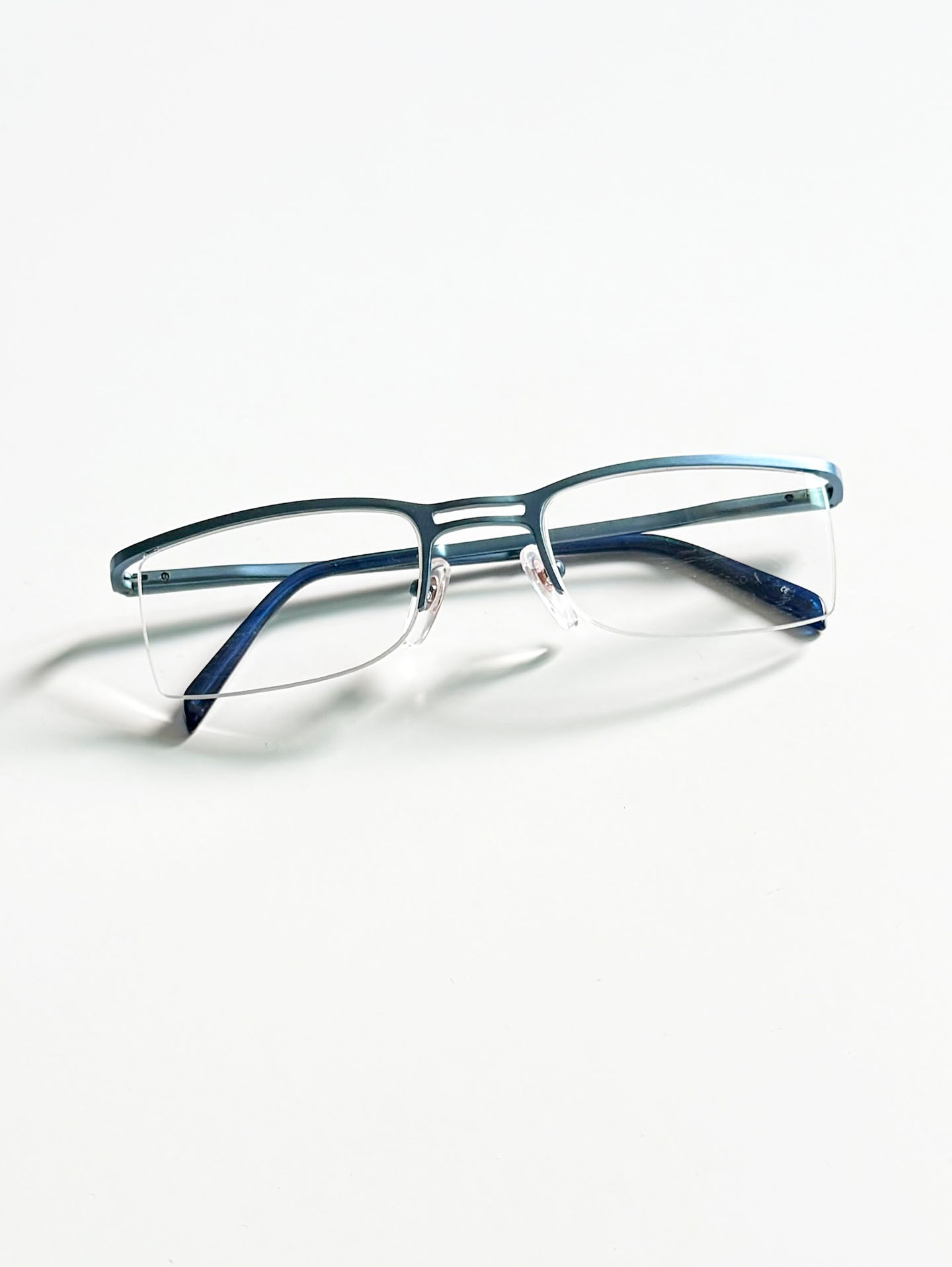 FRANCESCO SMALTO Blue Semi-Rimless Square Metal Glasses