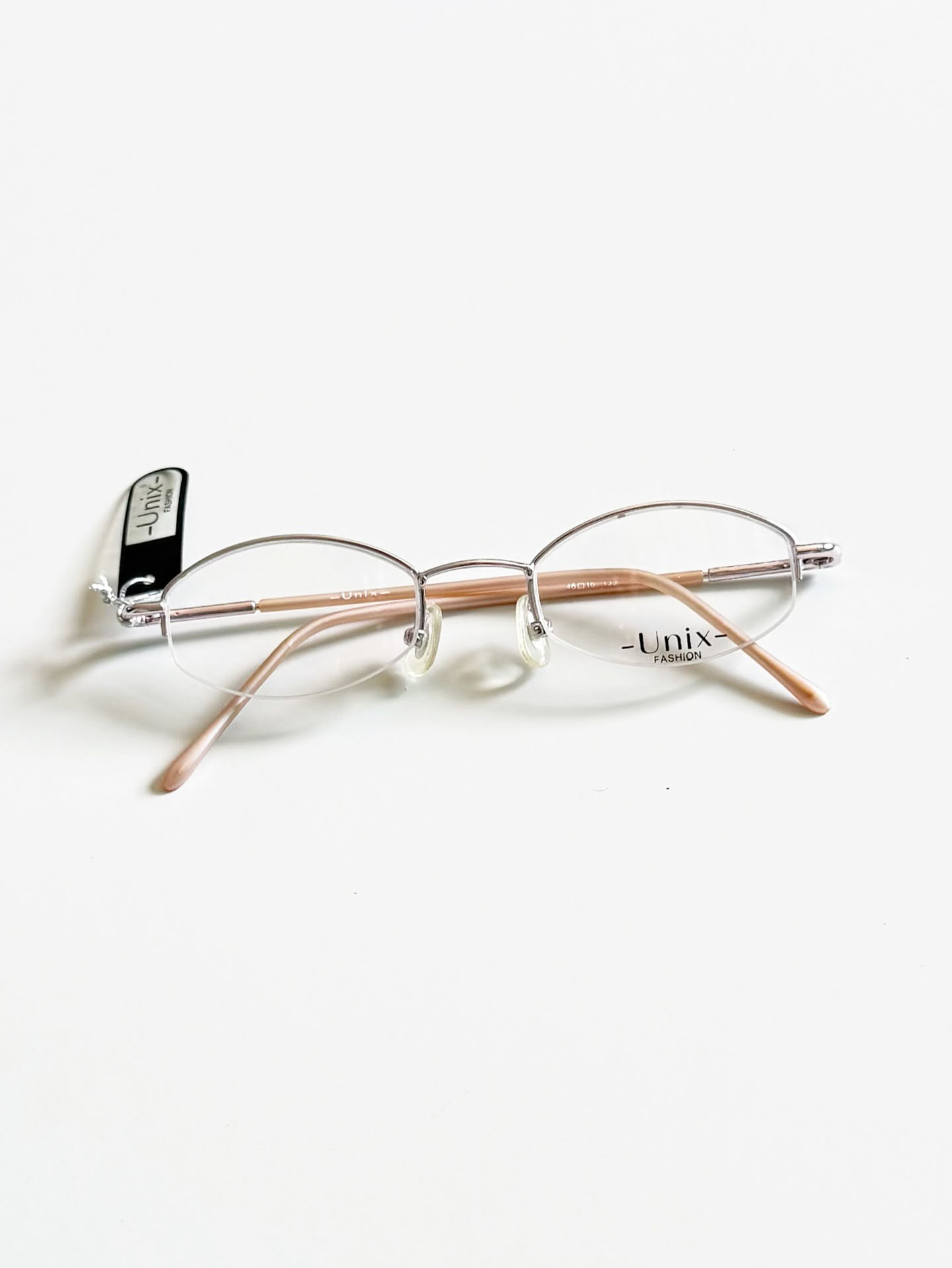 UNIX Light Pink Half-Rim Oval Metal Glasses