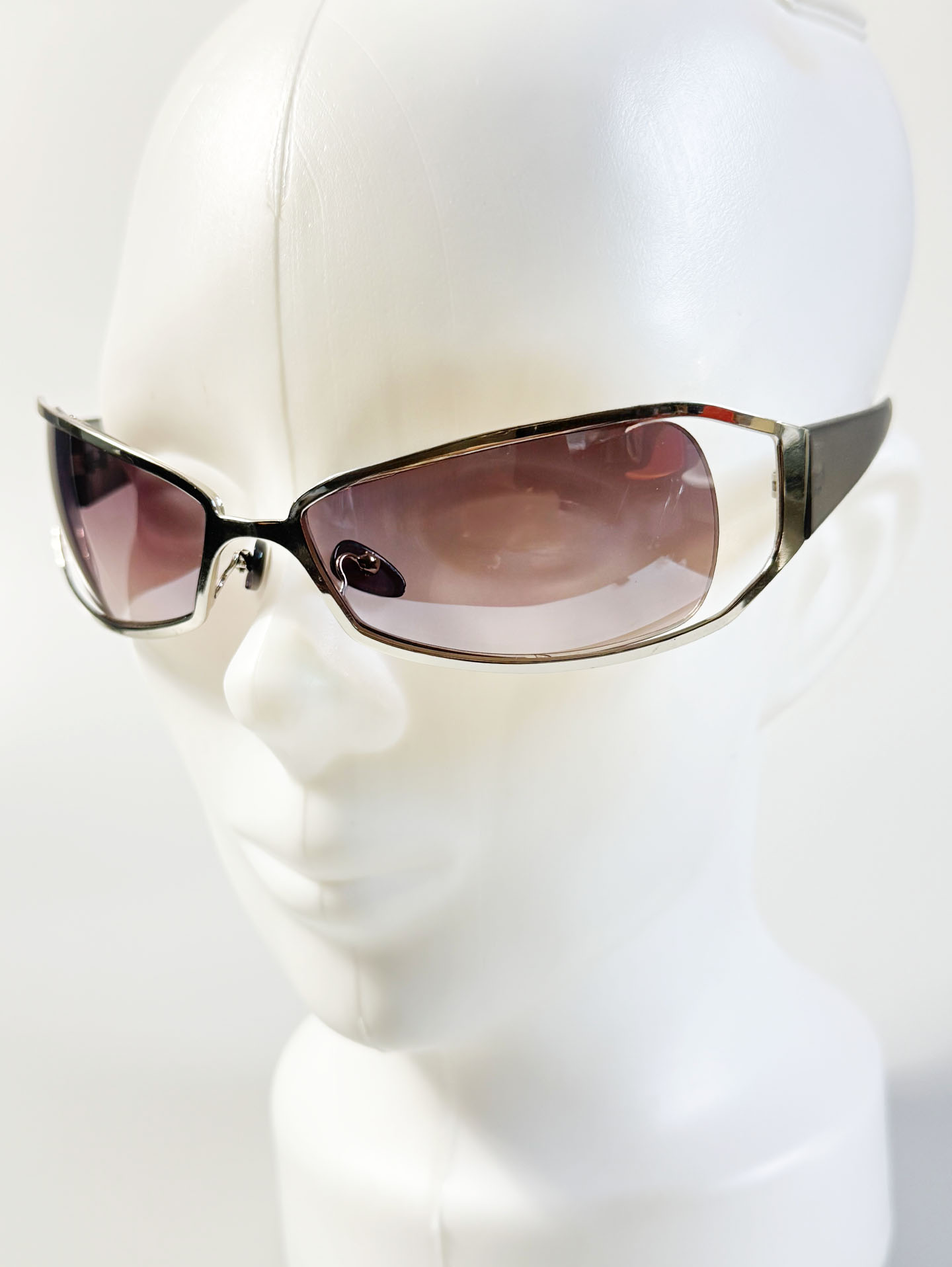 Silver Metal Wrap Wide Square Sunglasses