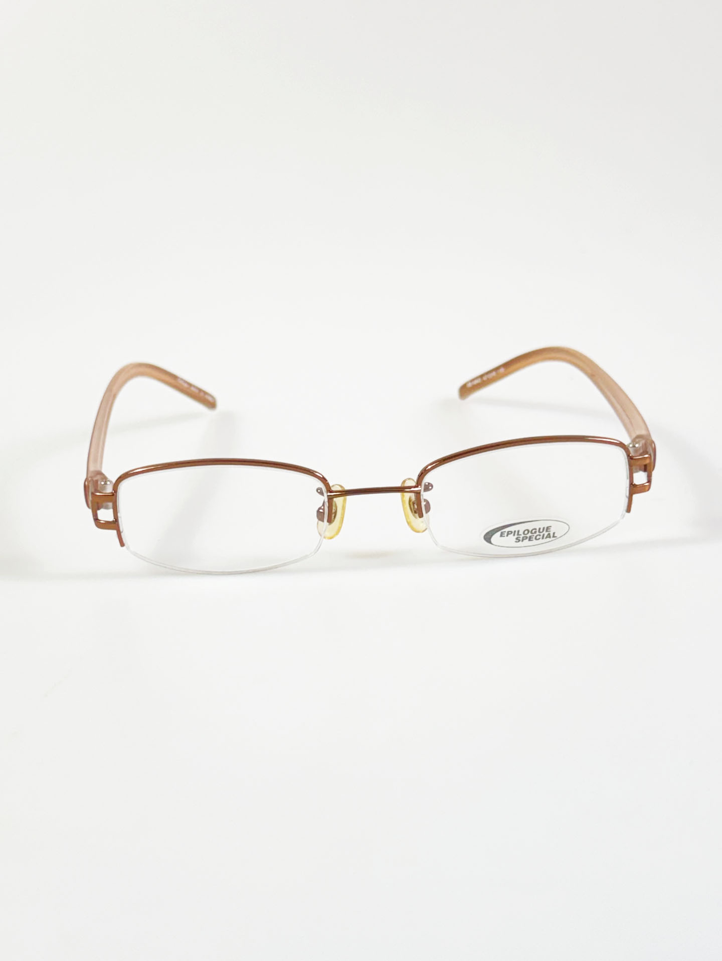 EPILOGUE Brown Half-Rim Square Metal Glasses