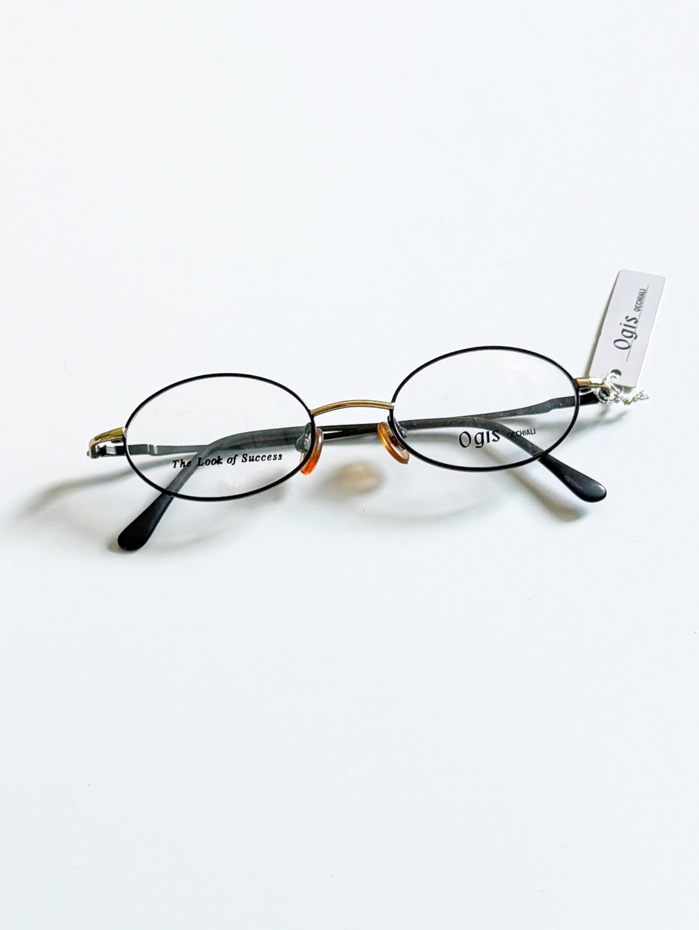 OGIS Black & Gold Slim Oval Metal Frame Glasses