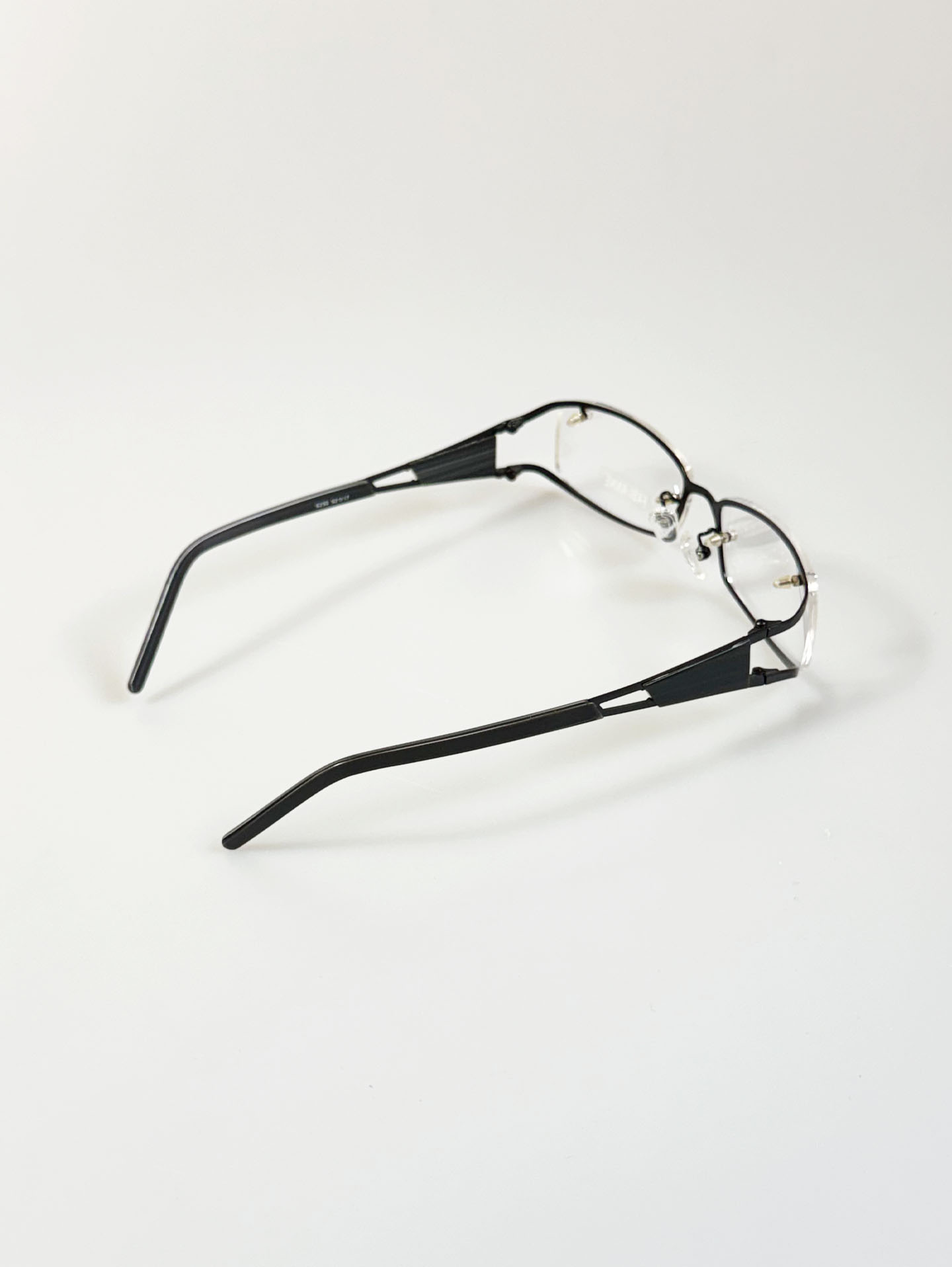 FABI ANNE Black Geometric Slim Square Metal Frame Glasses