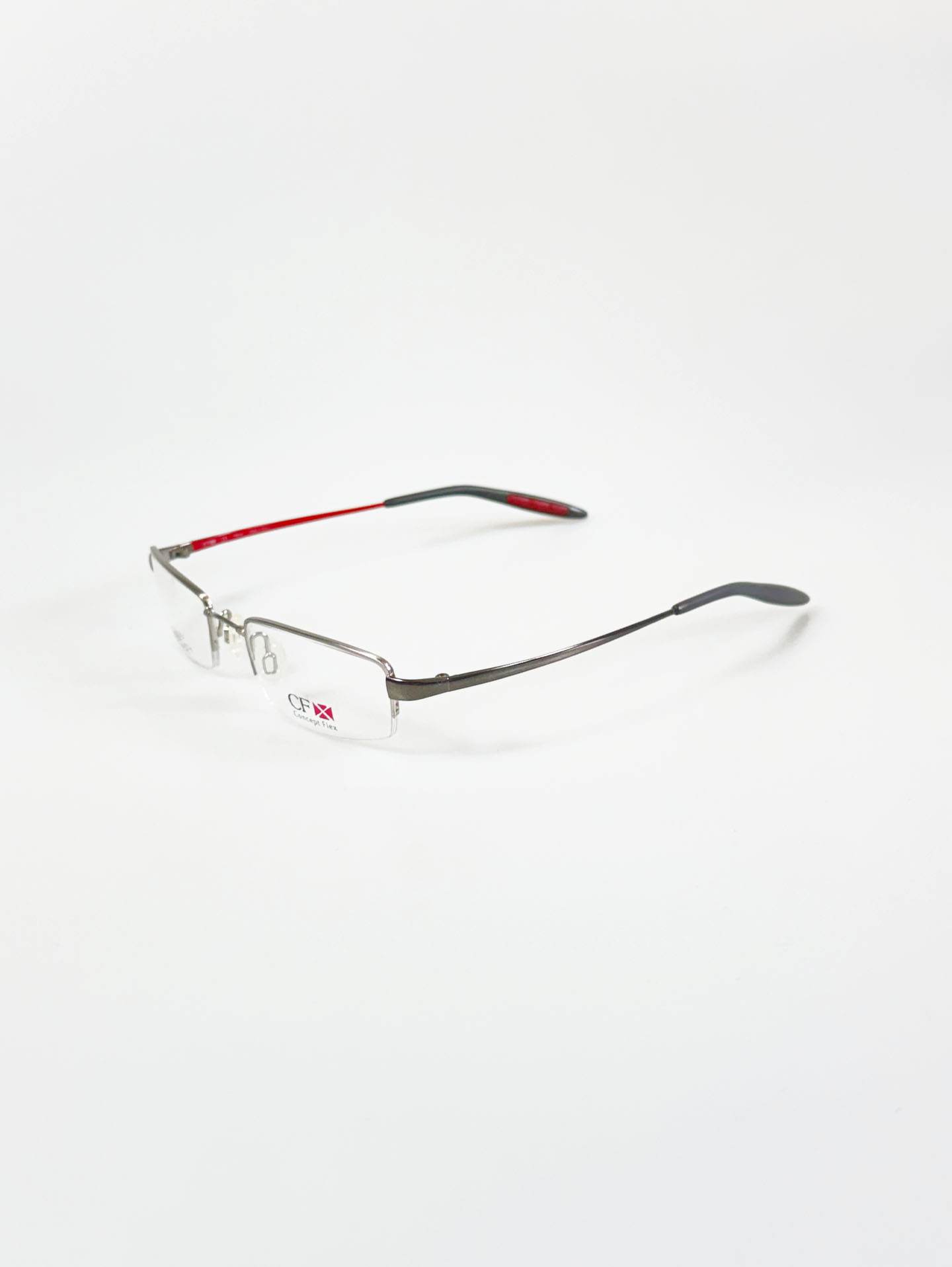 Concept Flex Silver Half-Rim Metal Square Frame Glasses