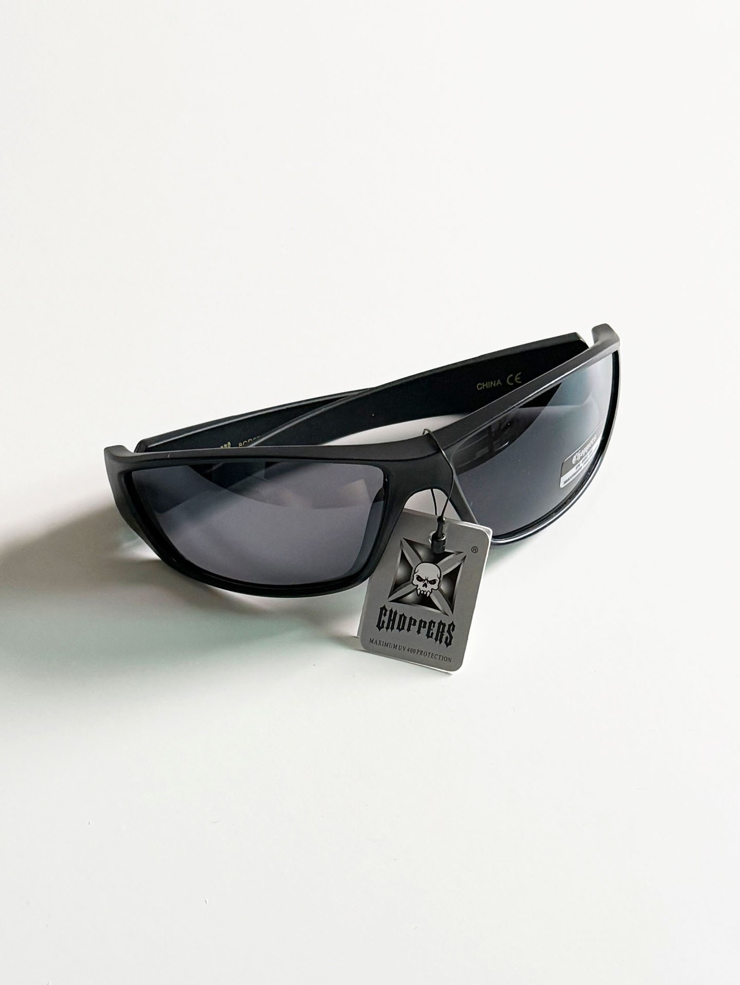 CHOPPERS Wraparound Matte Black Square Frame Sunglasses