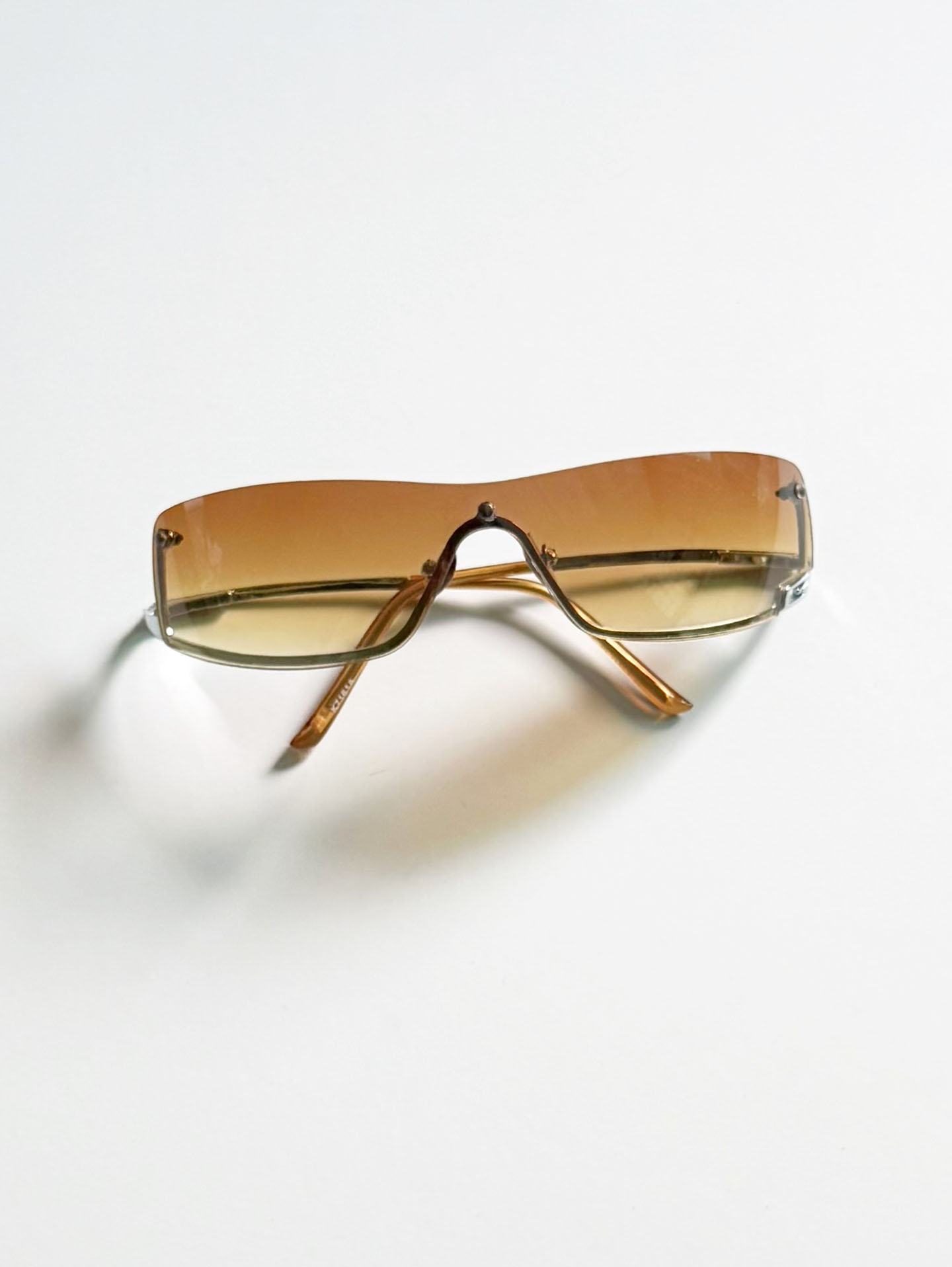 Rimless Shield Square Metal Tint Sunglasses