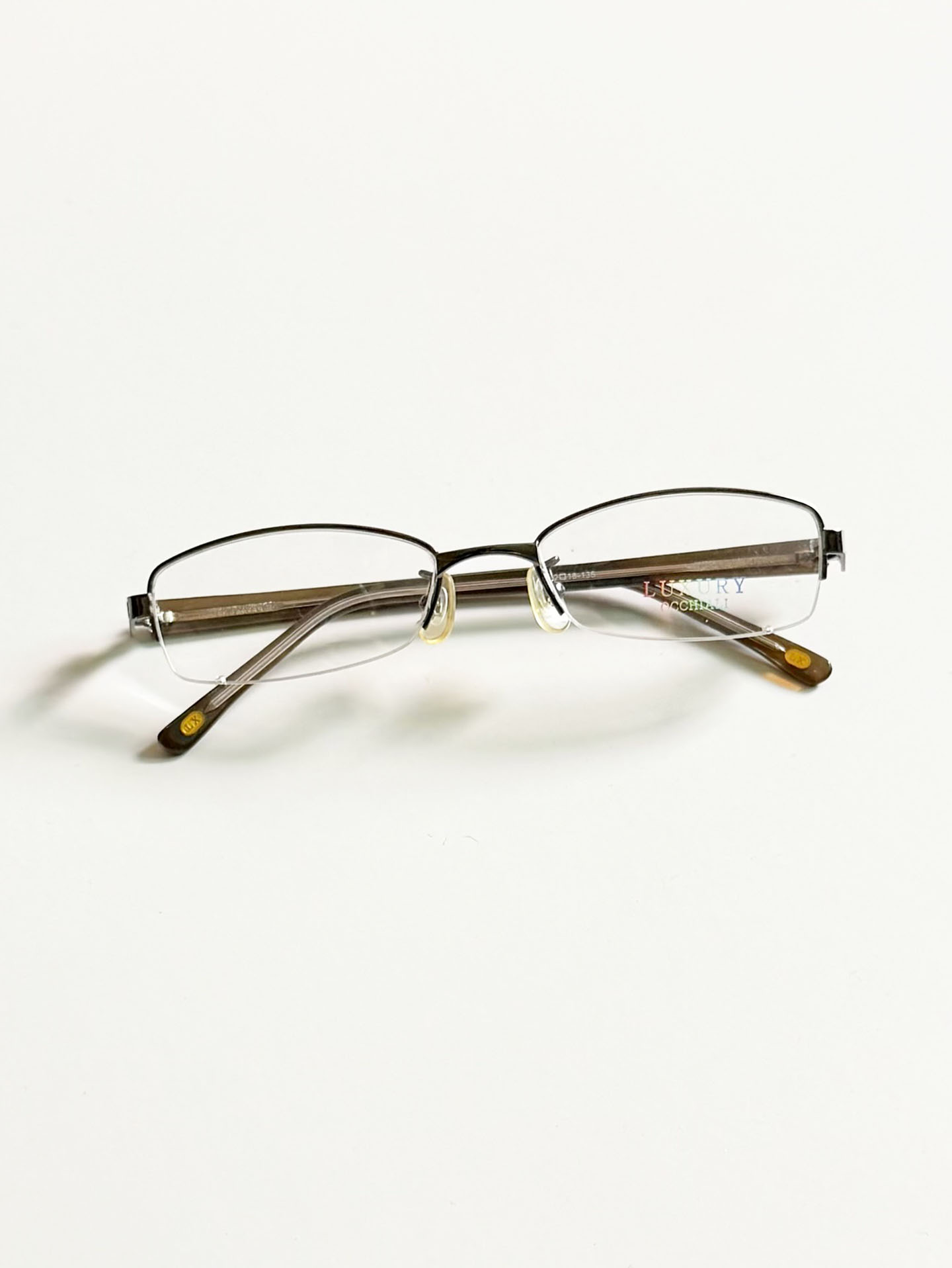 LUXURY EYEWEAR Half-Rim Square Metal Glasses