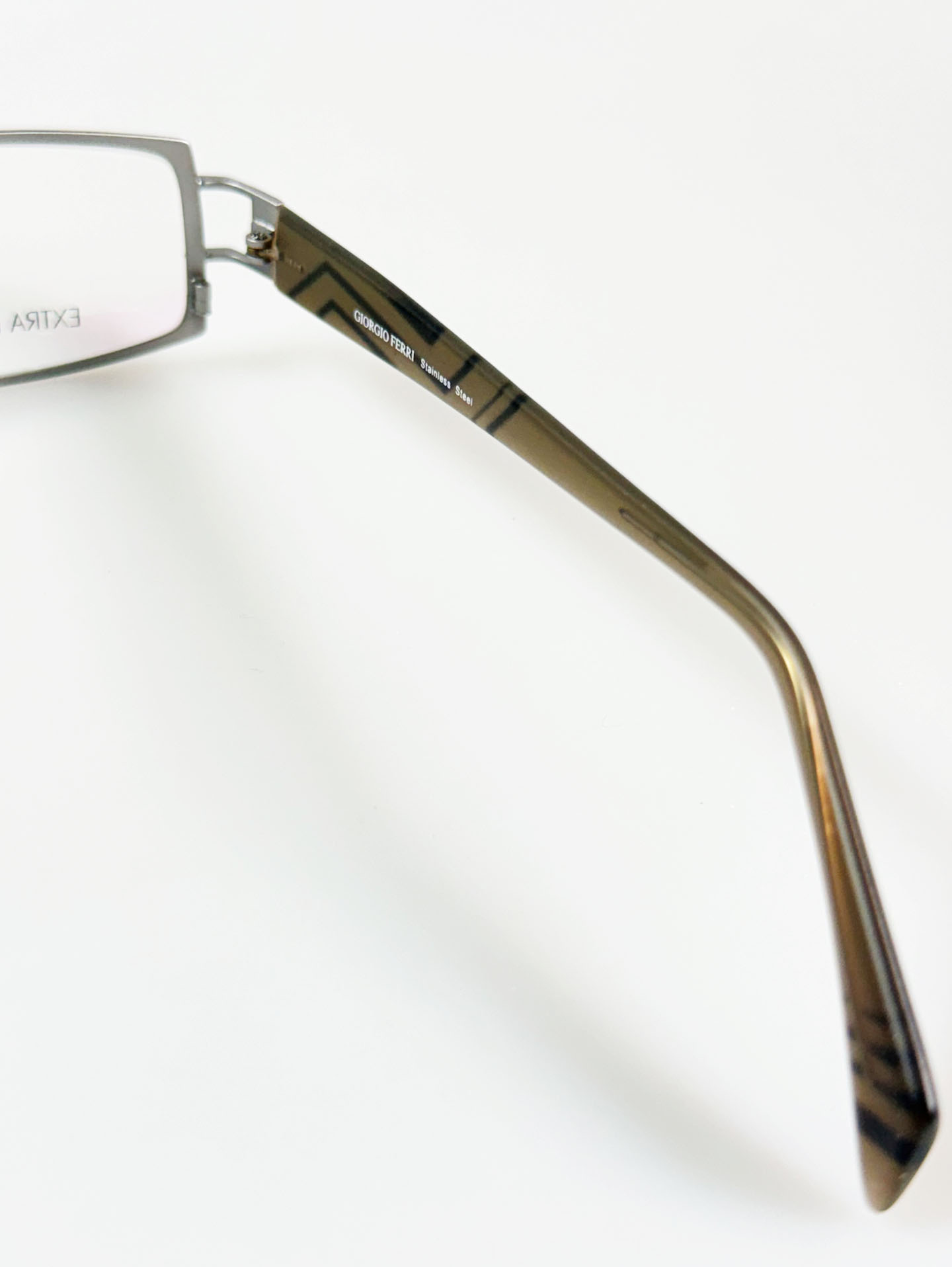 GIORGIO FERRI Silver Gray Double-Bridge Slim Square Metal Glasses