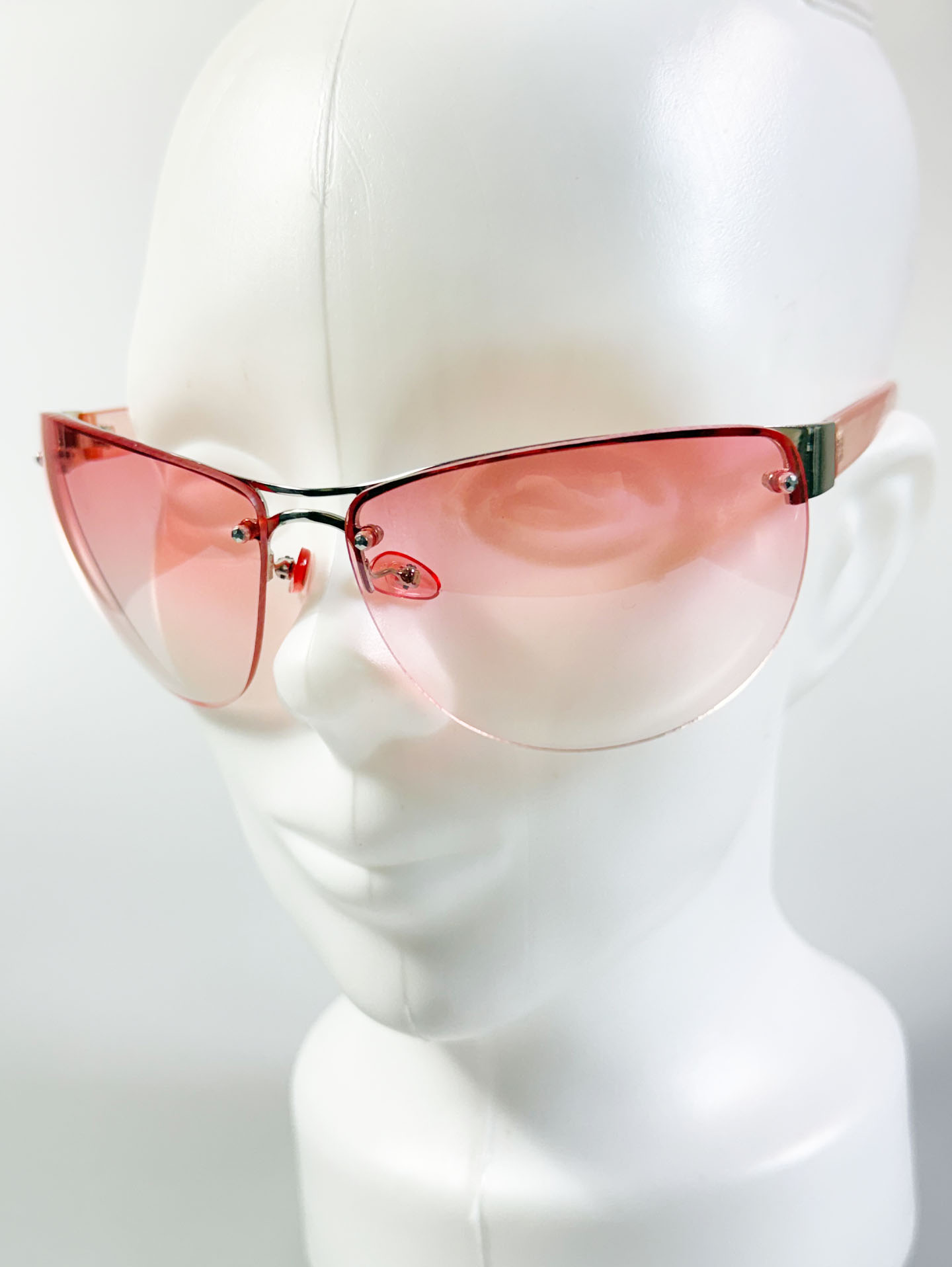 Rimless Shield Square Pink Gradient Tinted Sunglasses