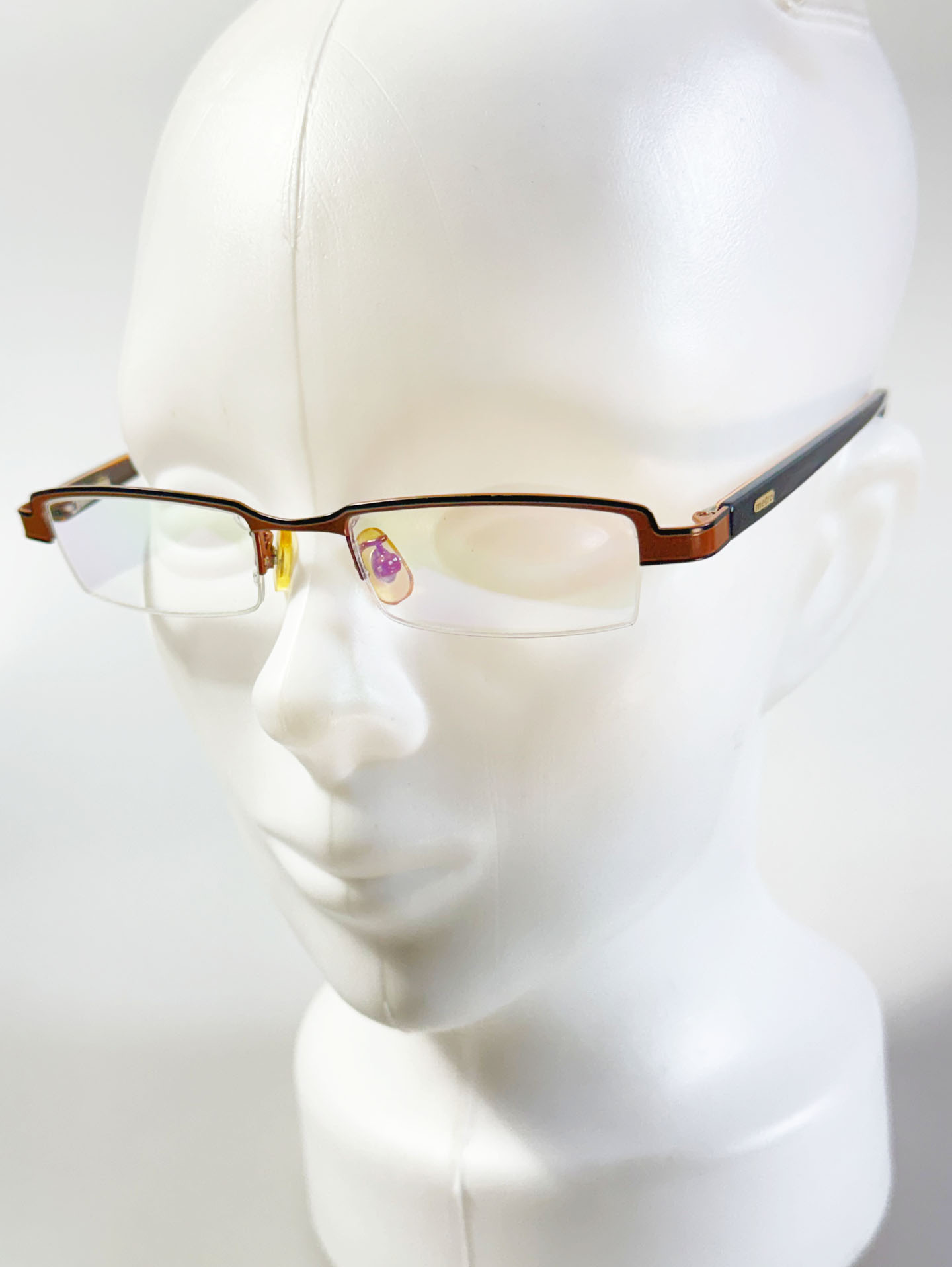 METRO Brown Square Semi-Rimless Metal Glasses