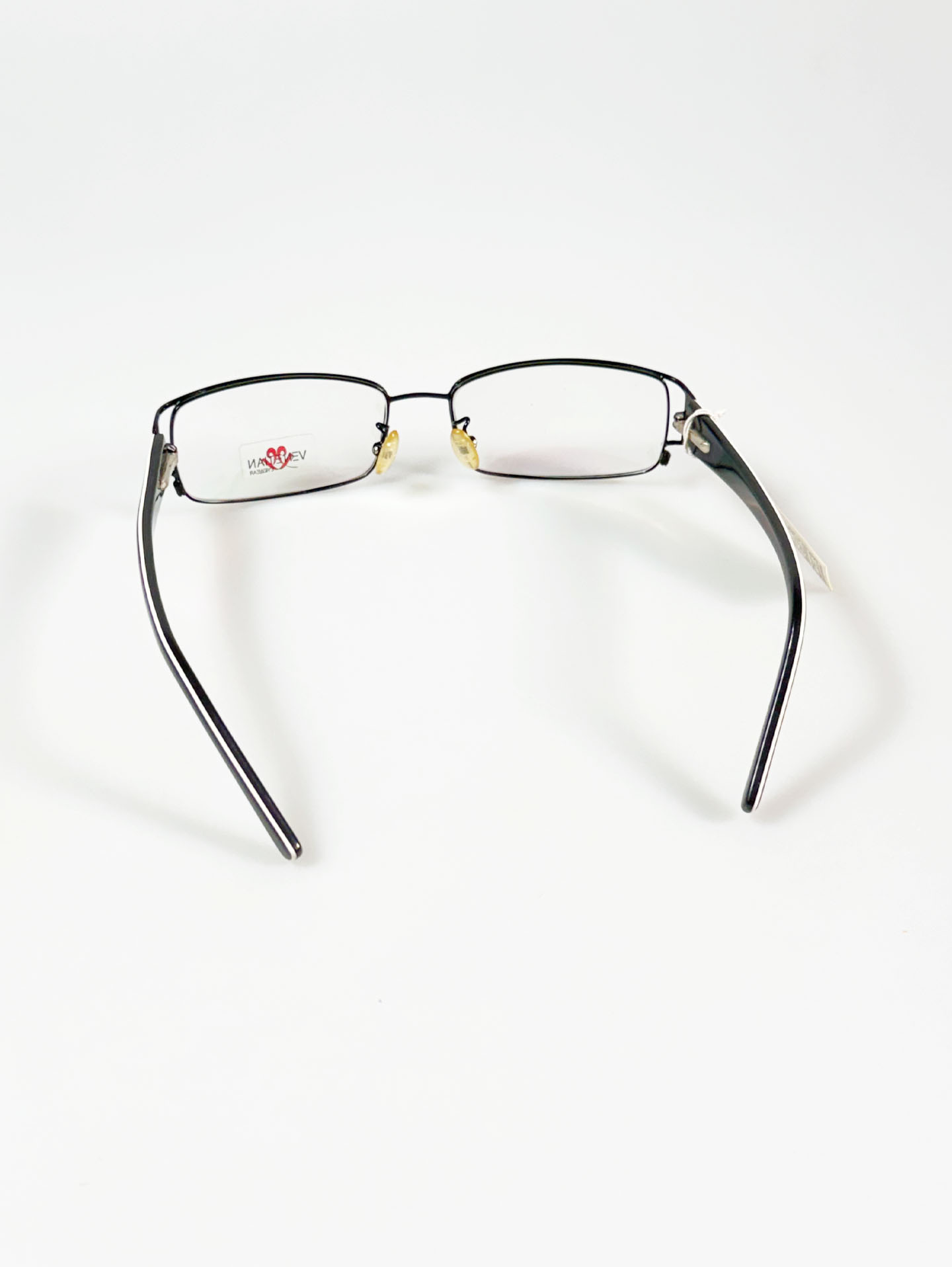 VENETIAN Black Slim Square Metal Frame Glasses