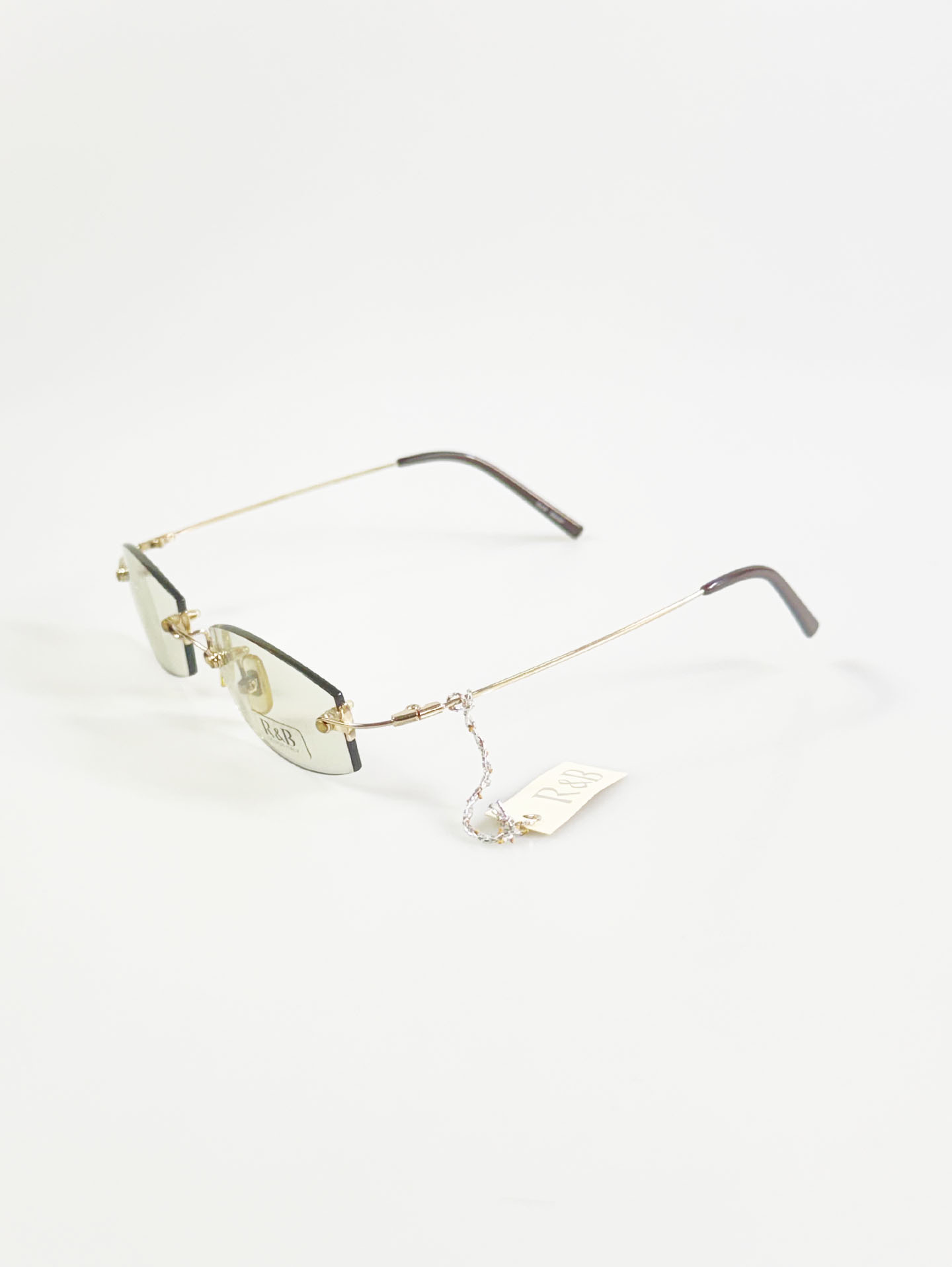 R&B Eyewear Gold Rimless Square Metal Tinted Glasses