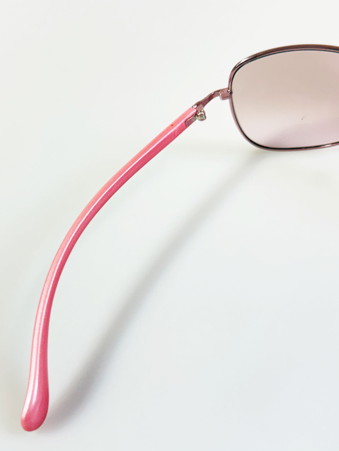 Pink Metal Slim Square Tinted Sunglasses