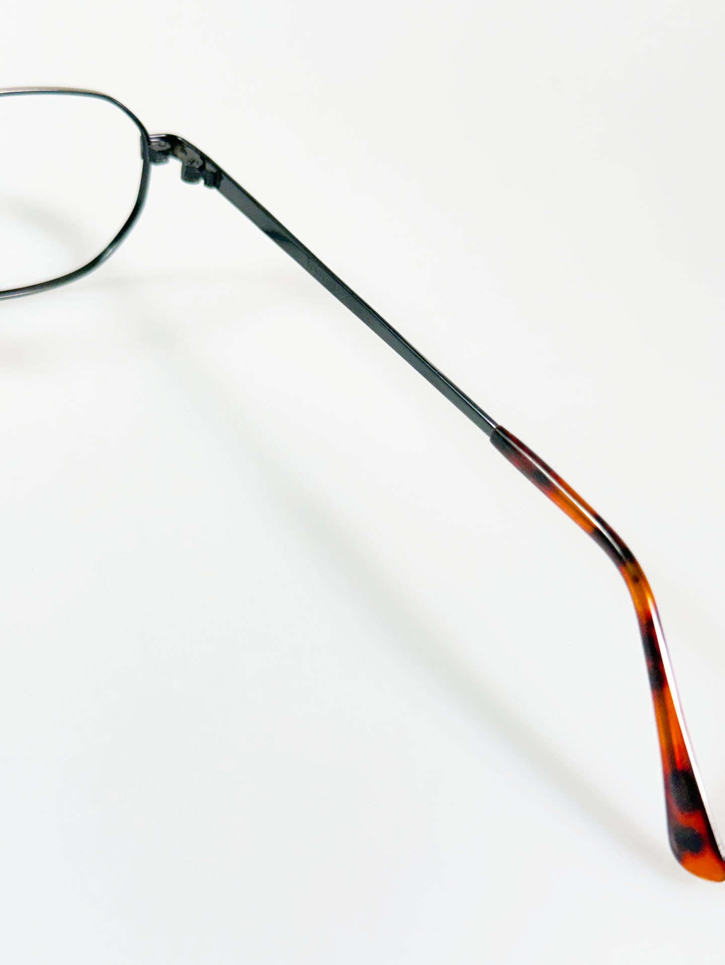 90's TORTOISE Gunmetal Slim Square Frame Glasses