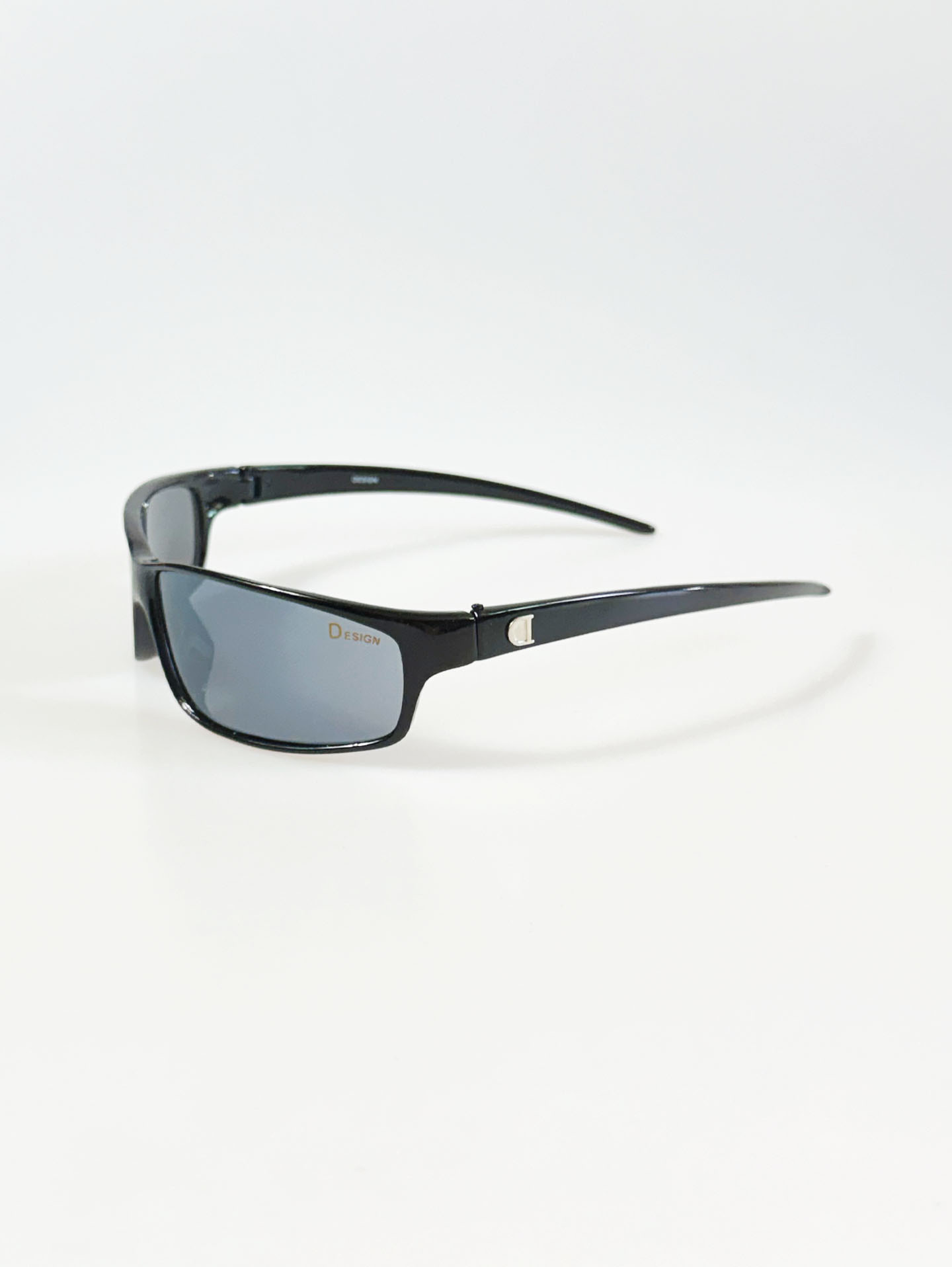90's DESIGN Black Slim Square Wraparound Sunglasses