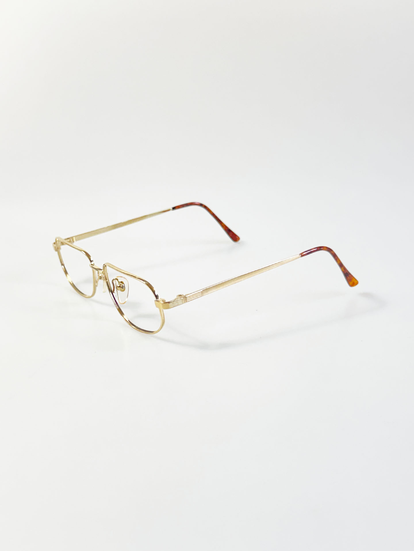 90's TORTOISE Gold Slim Square Metal Frame Glasses