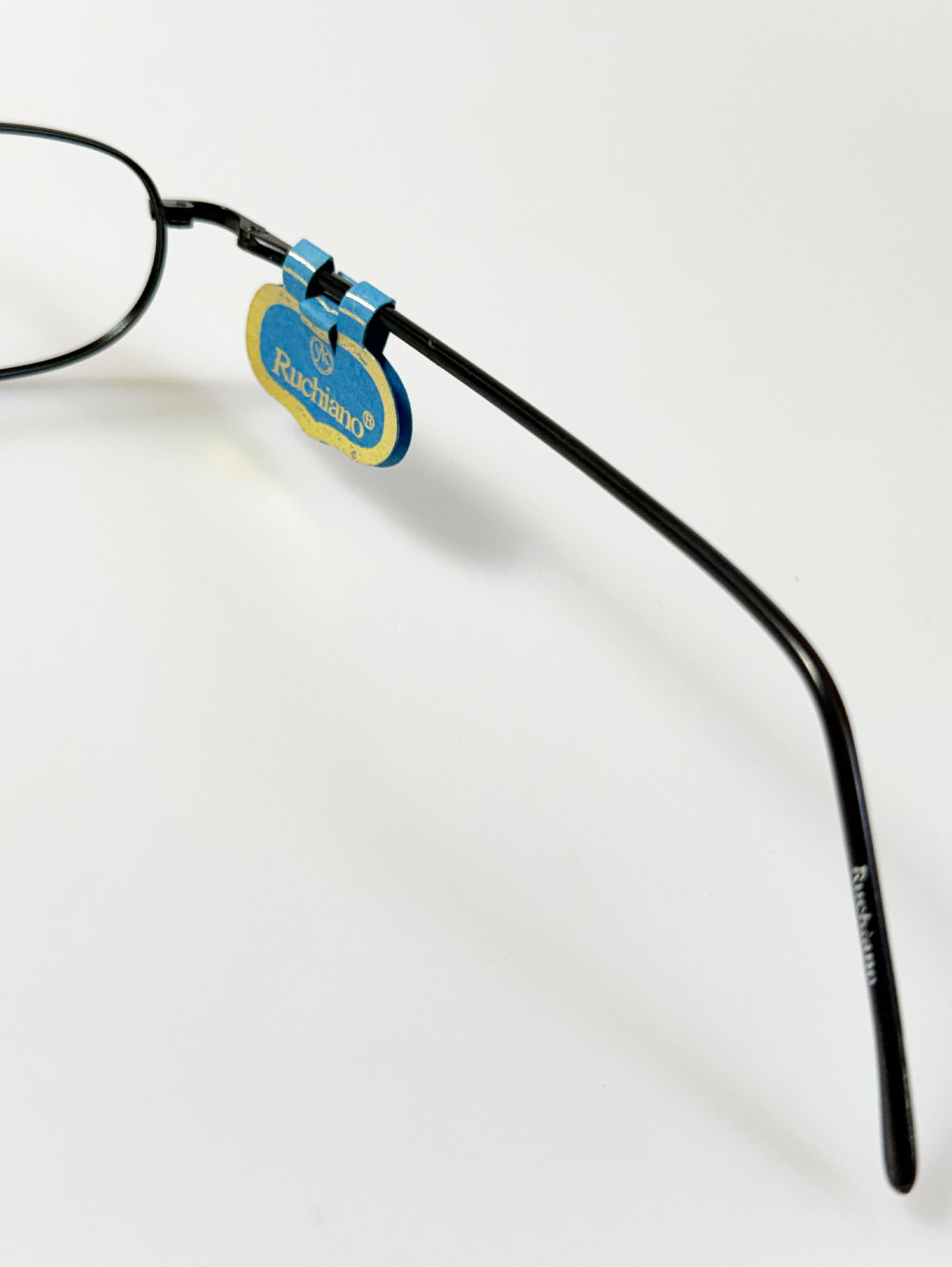 90's RUCHIANO Black Slim Oval Metal Frame Glasses