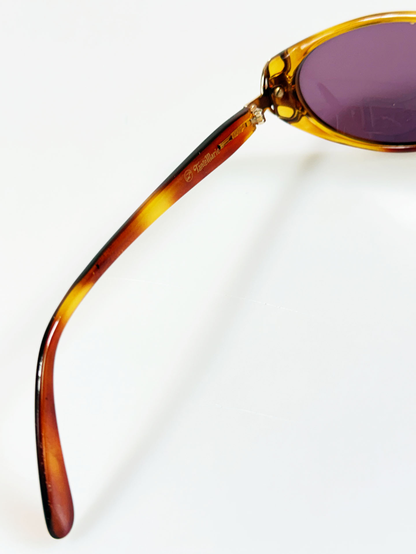 90's TANTE MARIE Amber Tortoishell Bold Oval Tint Sunglasses